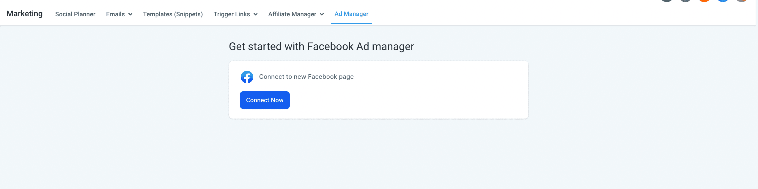 Schermata 1 — Collegare l'Account Business di Facebook ad Ad Manager