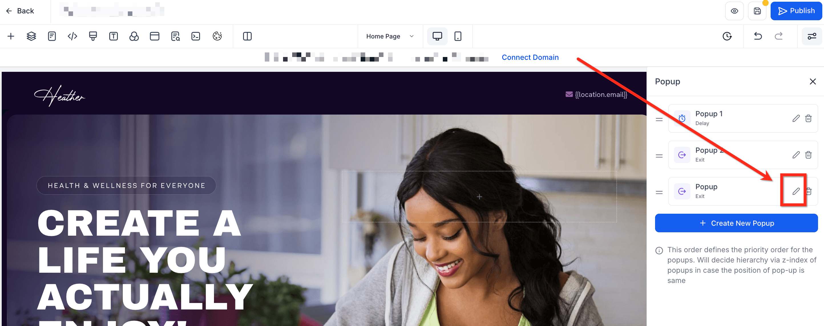 Schermata 3 — Come creare più Popup per pagina in Funnel e Siti Web