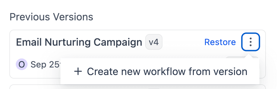 Ripristina / crea nuovo Workflow