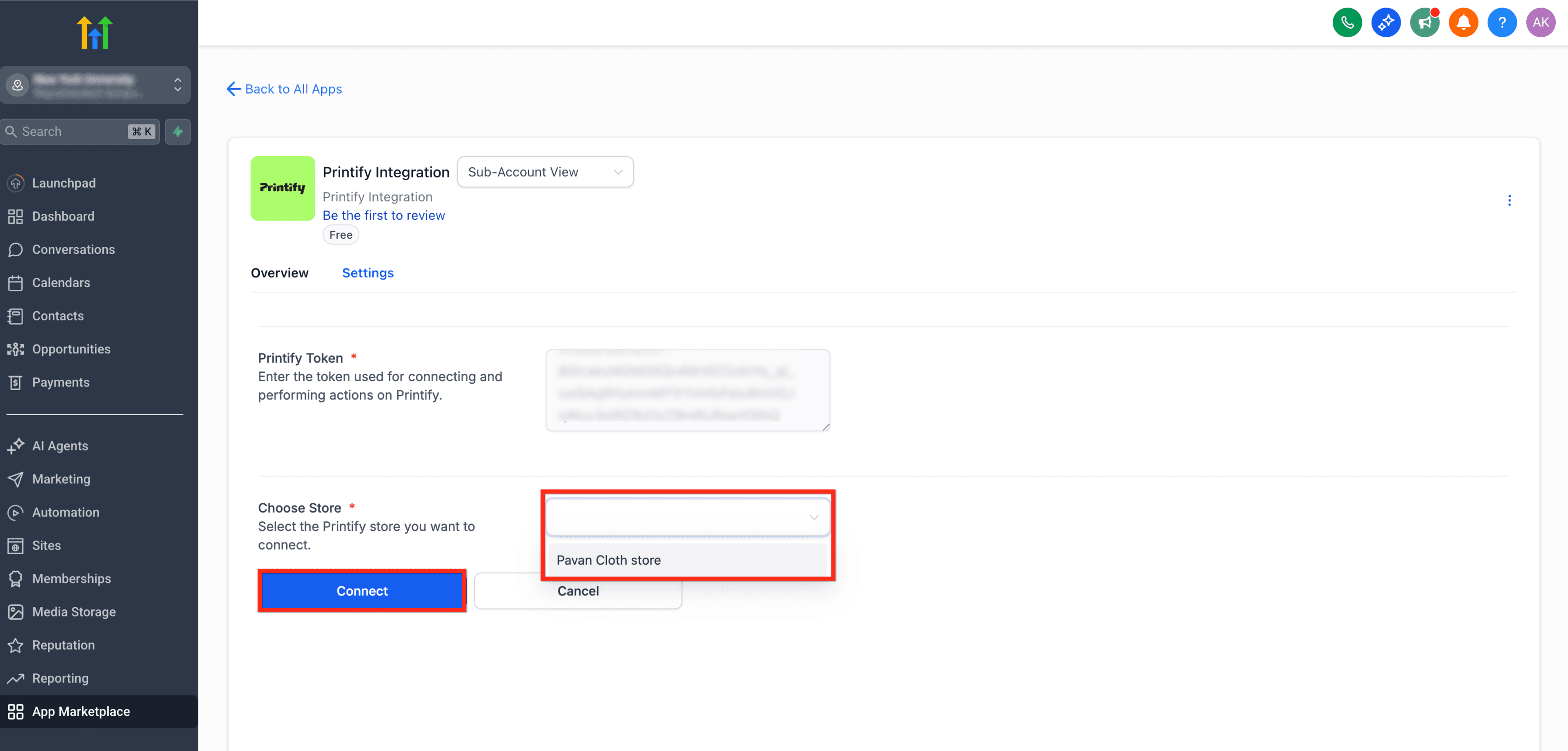 Schermata 7 — Integrazione Printify per gli Store Ecommerce