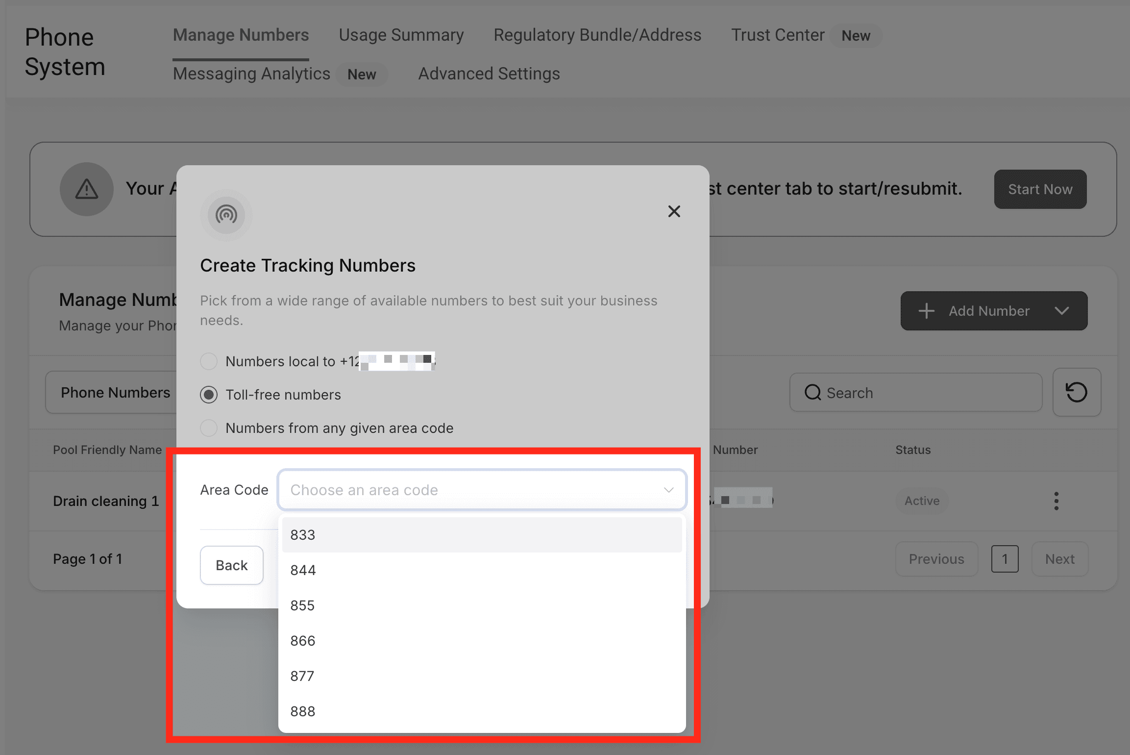 Schermata 14 — Come configurare il Call Tracking (Number Pool)