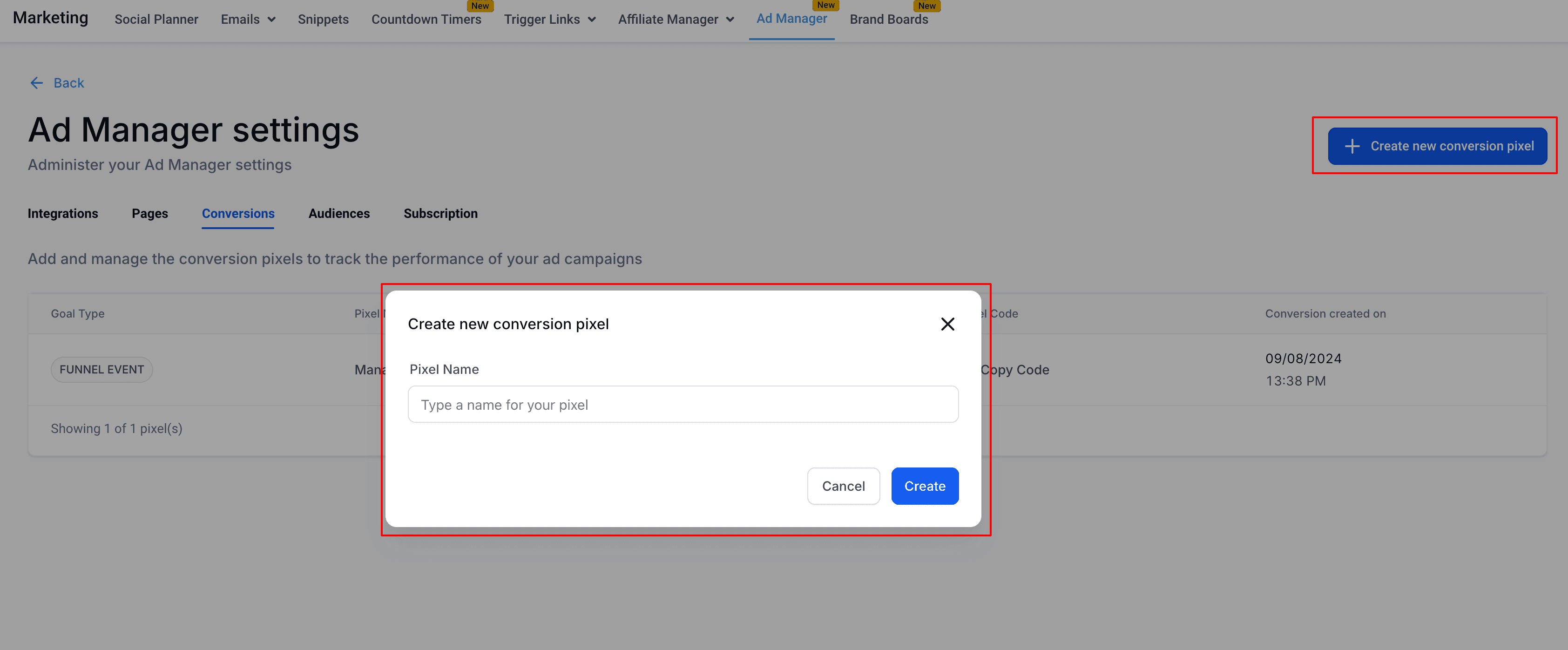 Schermata 4 — Come inviare i dati di conversione all'Ad Manager?