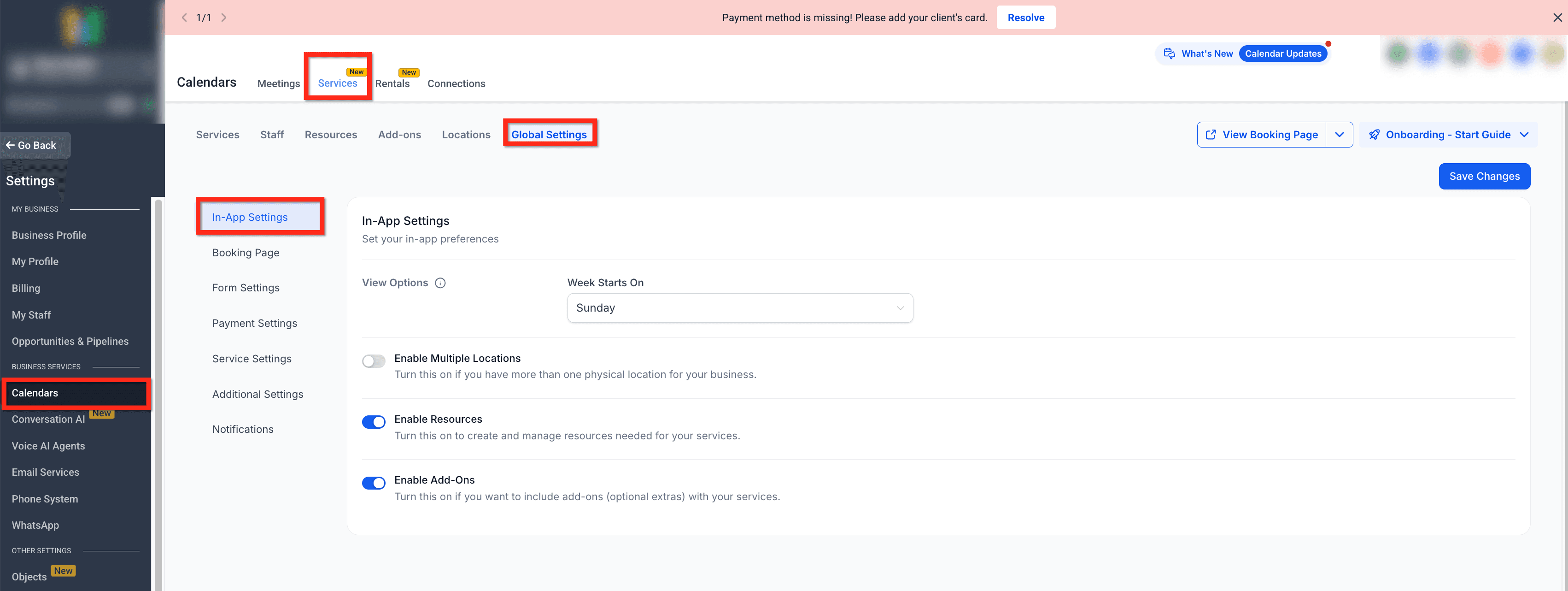 Schermata 1 — Notifiche Servizi: Email Personalizzate e Avvisi In-App