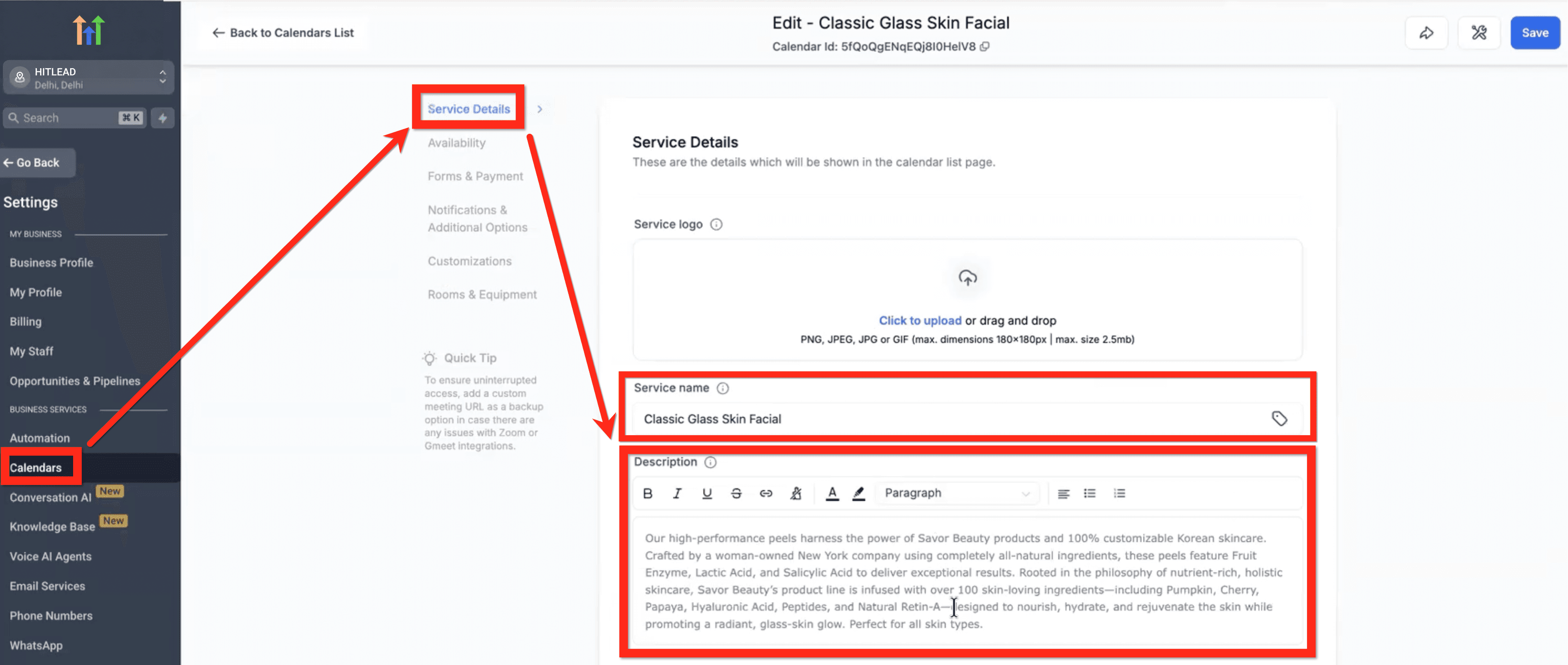 Schermata 3 — Guida alla Configurazione di Prenotazione Multi-Calendario per Conversation AI