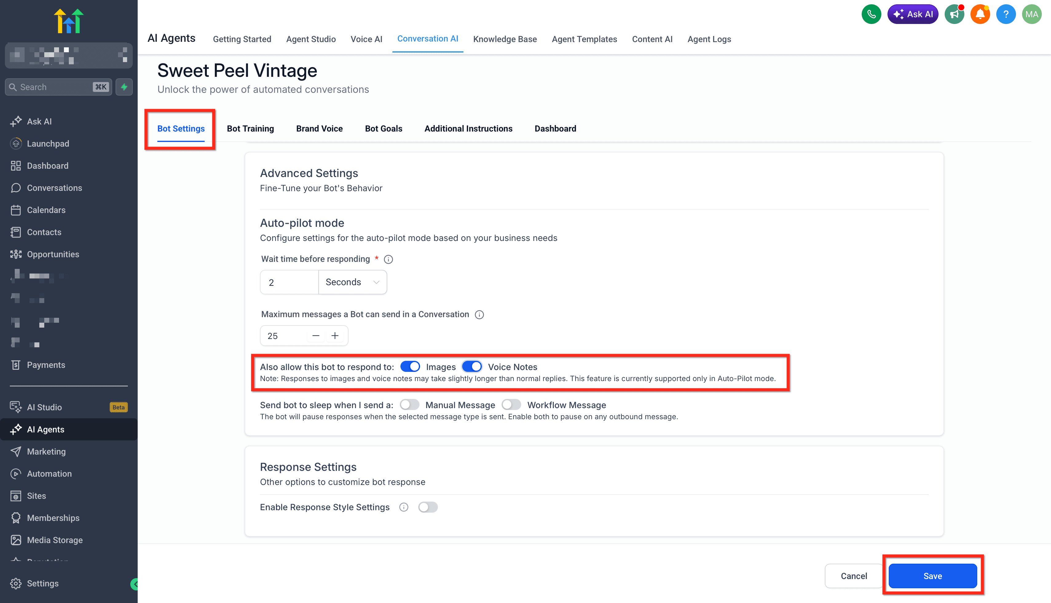 Schermata 10 — Come usare note vocali e allegati nei Chat Widget Live
