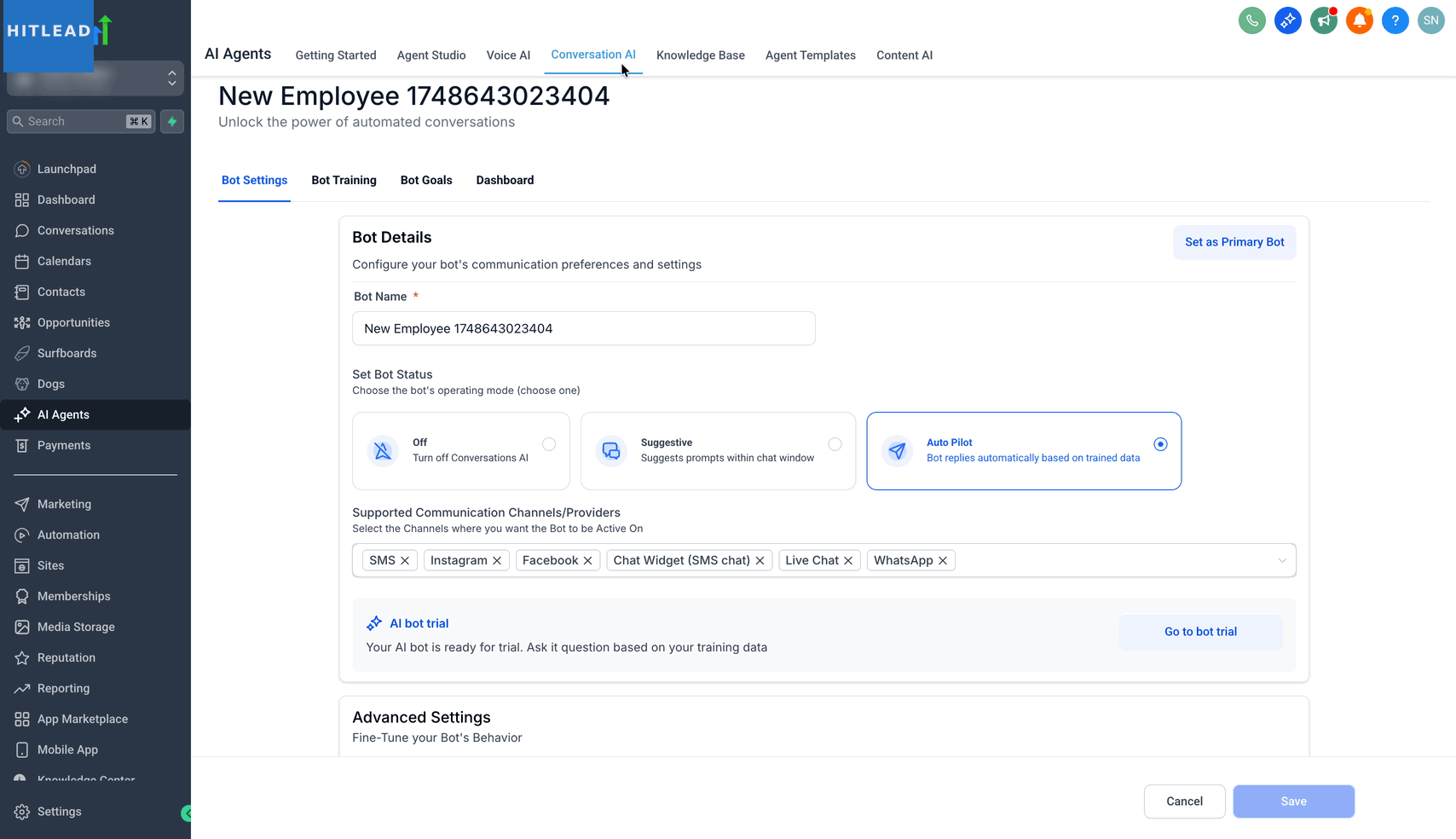 Schermata 9 — Conversation AI - Nuove Sorgenti di Conoscenza e Miglioramenti della Qualità