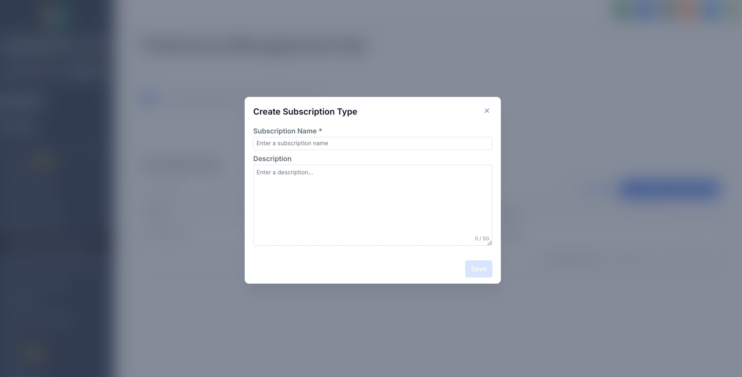 Campi Subscription Name e Description