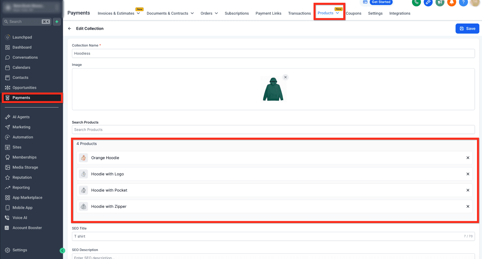Schermata 1 — Prodotti: Collezioni Manuali e Smart
