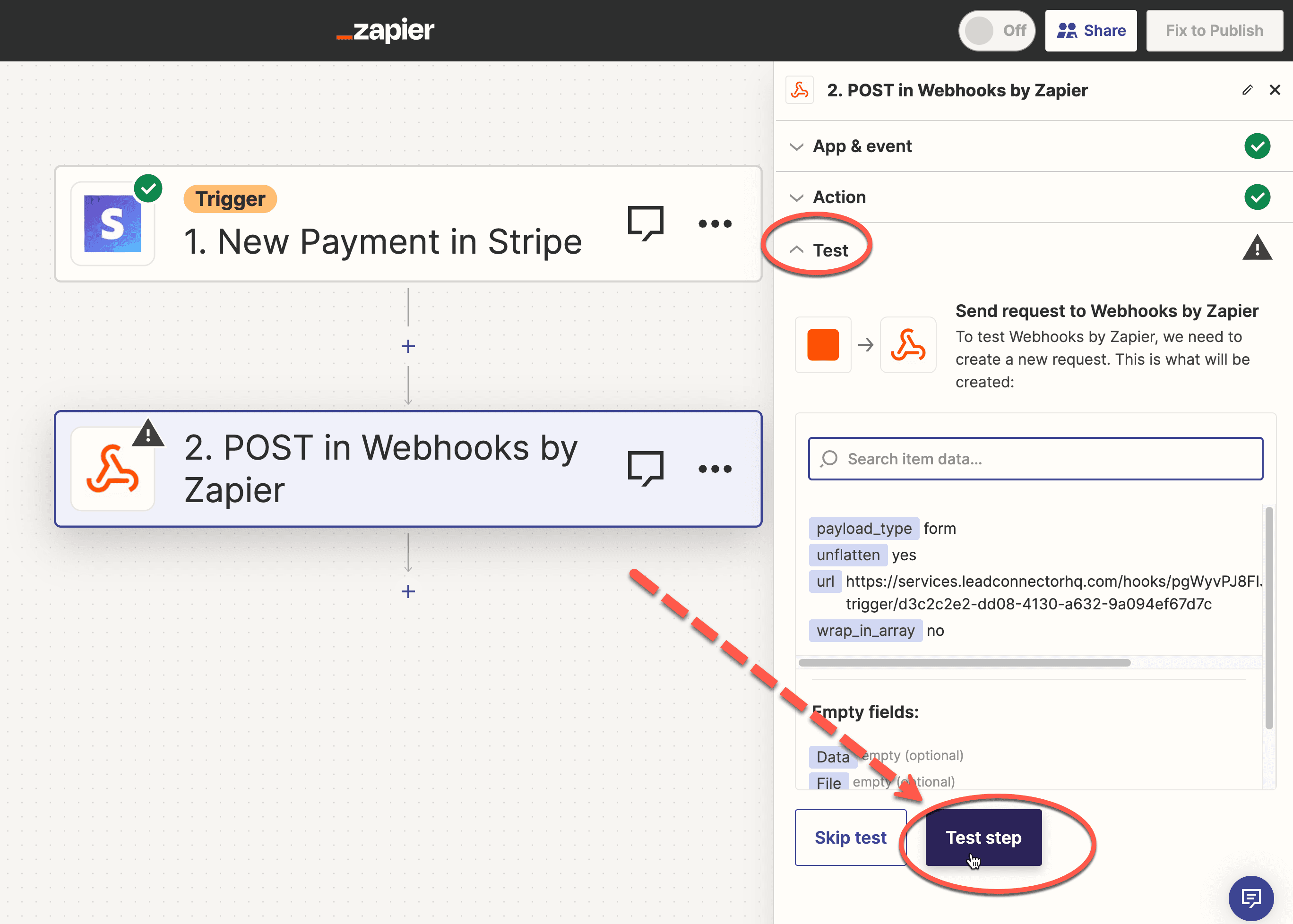 Schermata 6 — Come usare i Webhook in HITLEAD (Zapier)