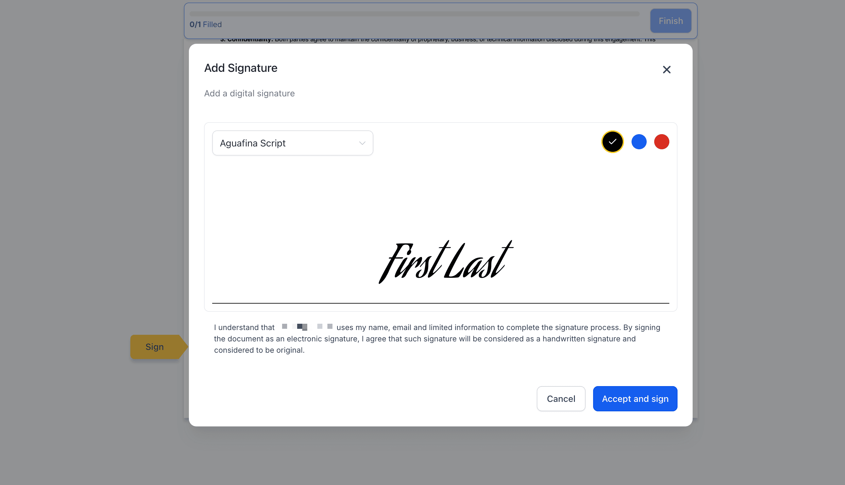 Schermata 2 — Controlla il Tipo di Firma per Documenti e Contratti (Disegna o Digita)