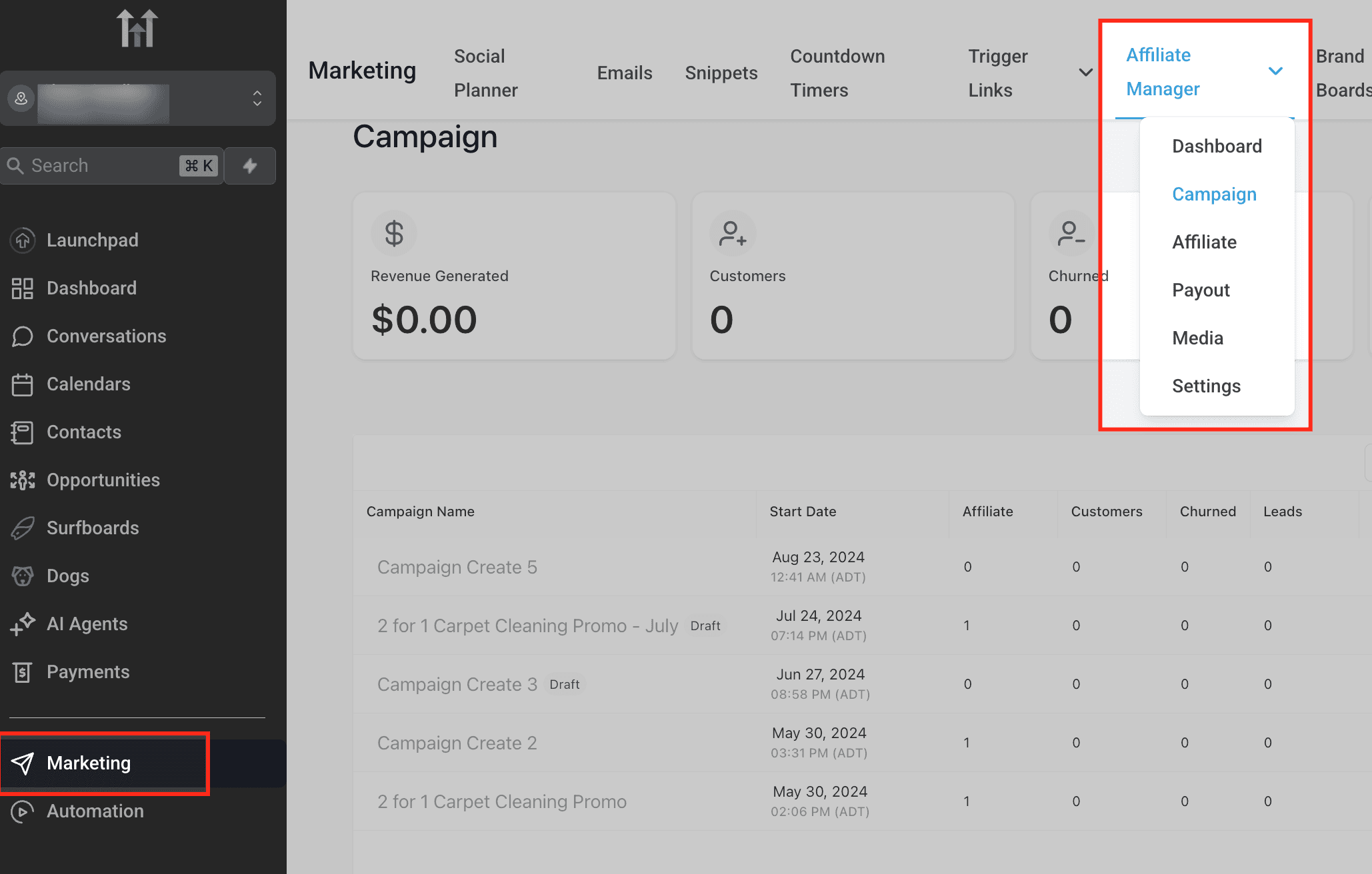 Schermata 1 — Affiliate Manager: Importa Campagne, Affiliati e Commissioni da FirstPromoter