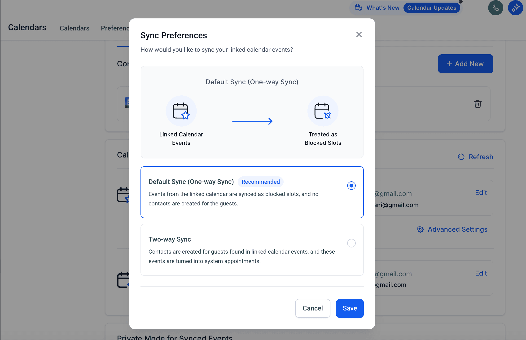 Schermata 4 — Configurare i Calendari Collegati e i Calendari Conflitto