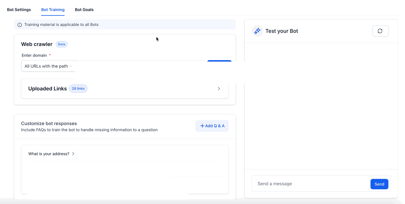 Schermata 4 — Addestrare il tuo bot Conversation AI