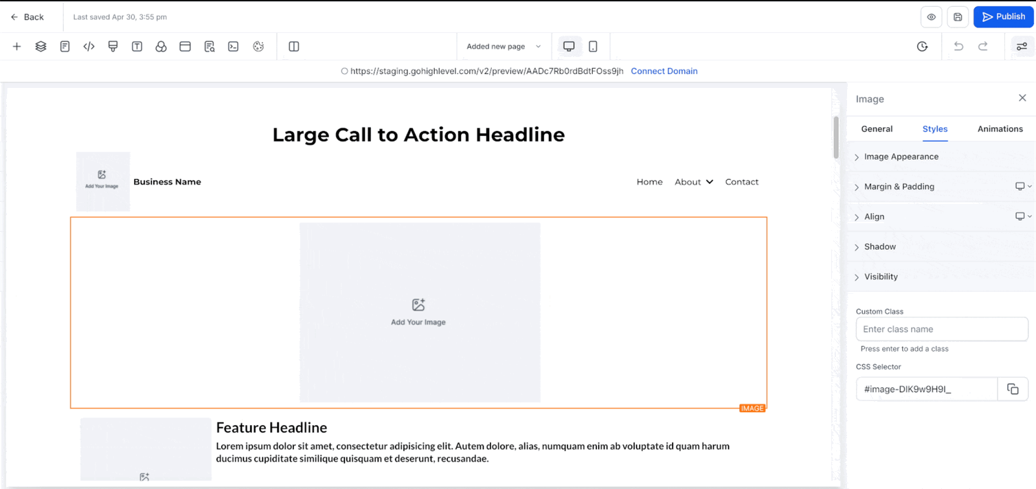 Schermata 4 — Usare la Nuova Sidebar Rinnovata nei Builder di Funnel e Siti Web