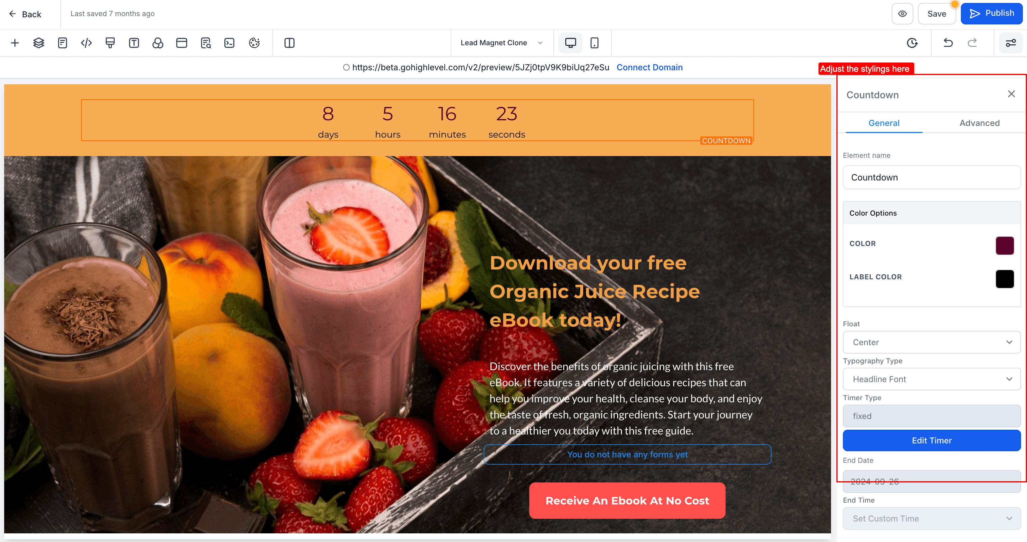 Schermata 6 — Sincronizza il timer per il conto alla rovescia nelle email e nei Funnel