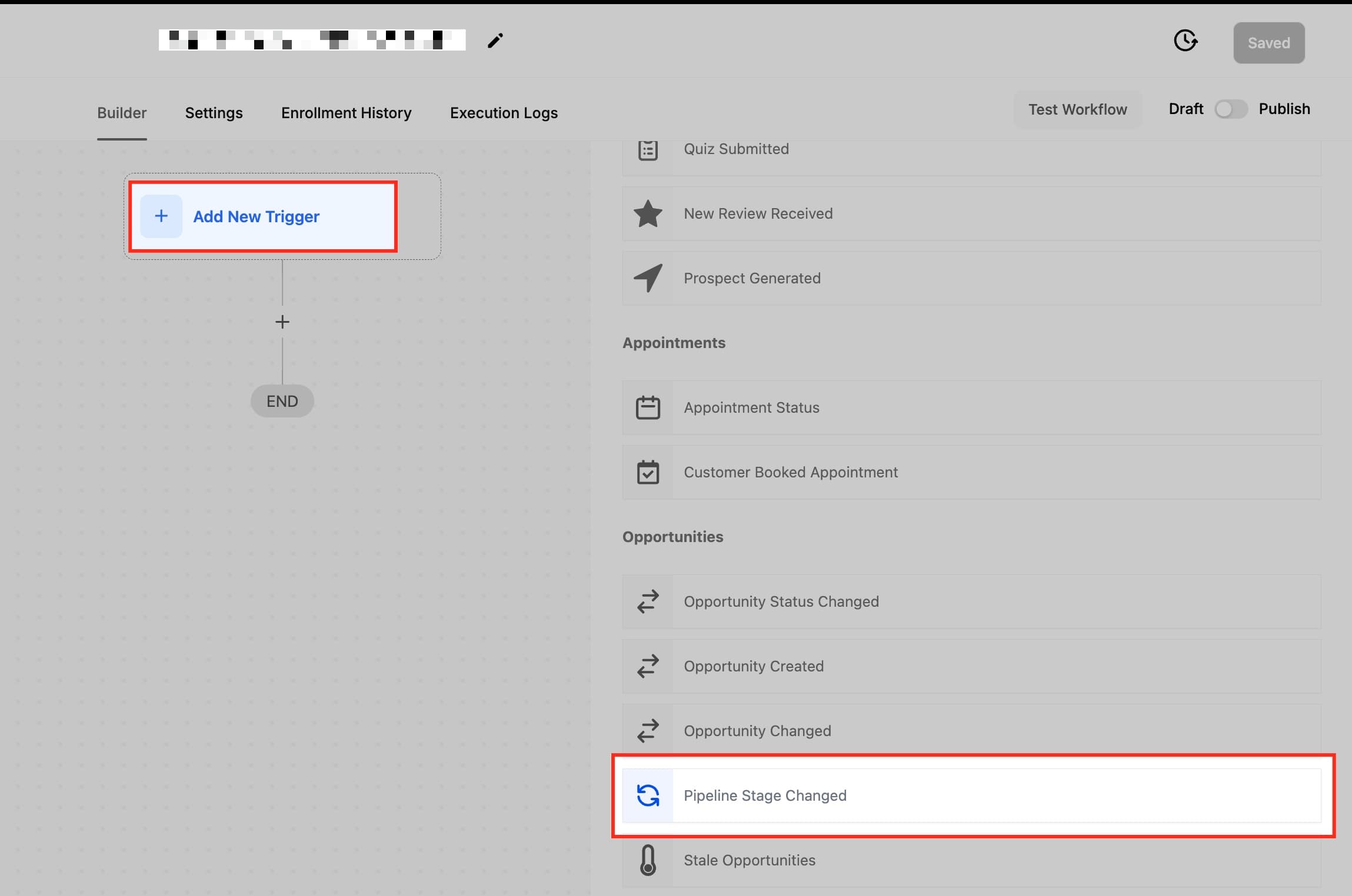 Schermata 2 — Workflow Trigger - Pipeline Stage Changed