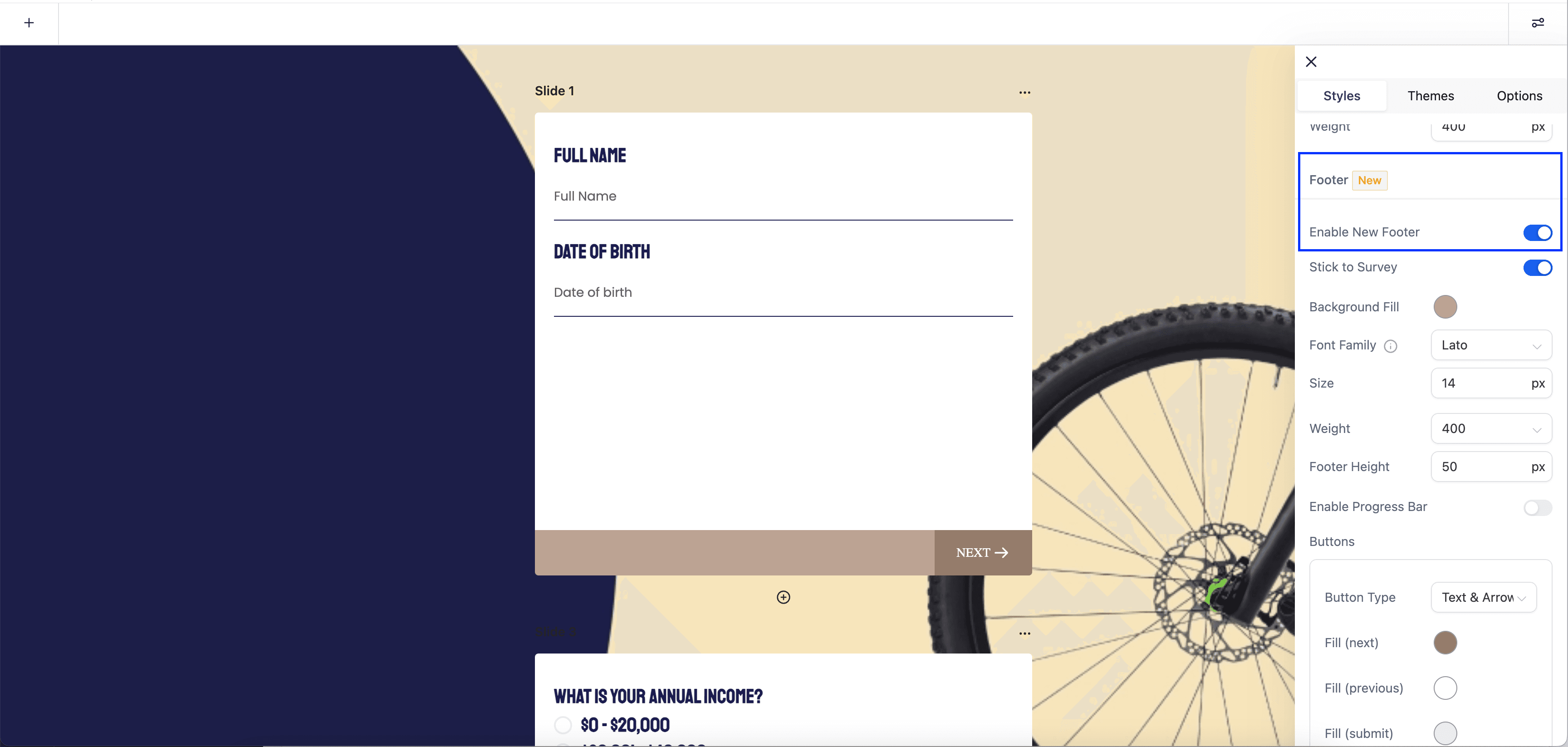 Schermata 2 — Nuovo Footer nei Survey
