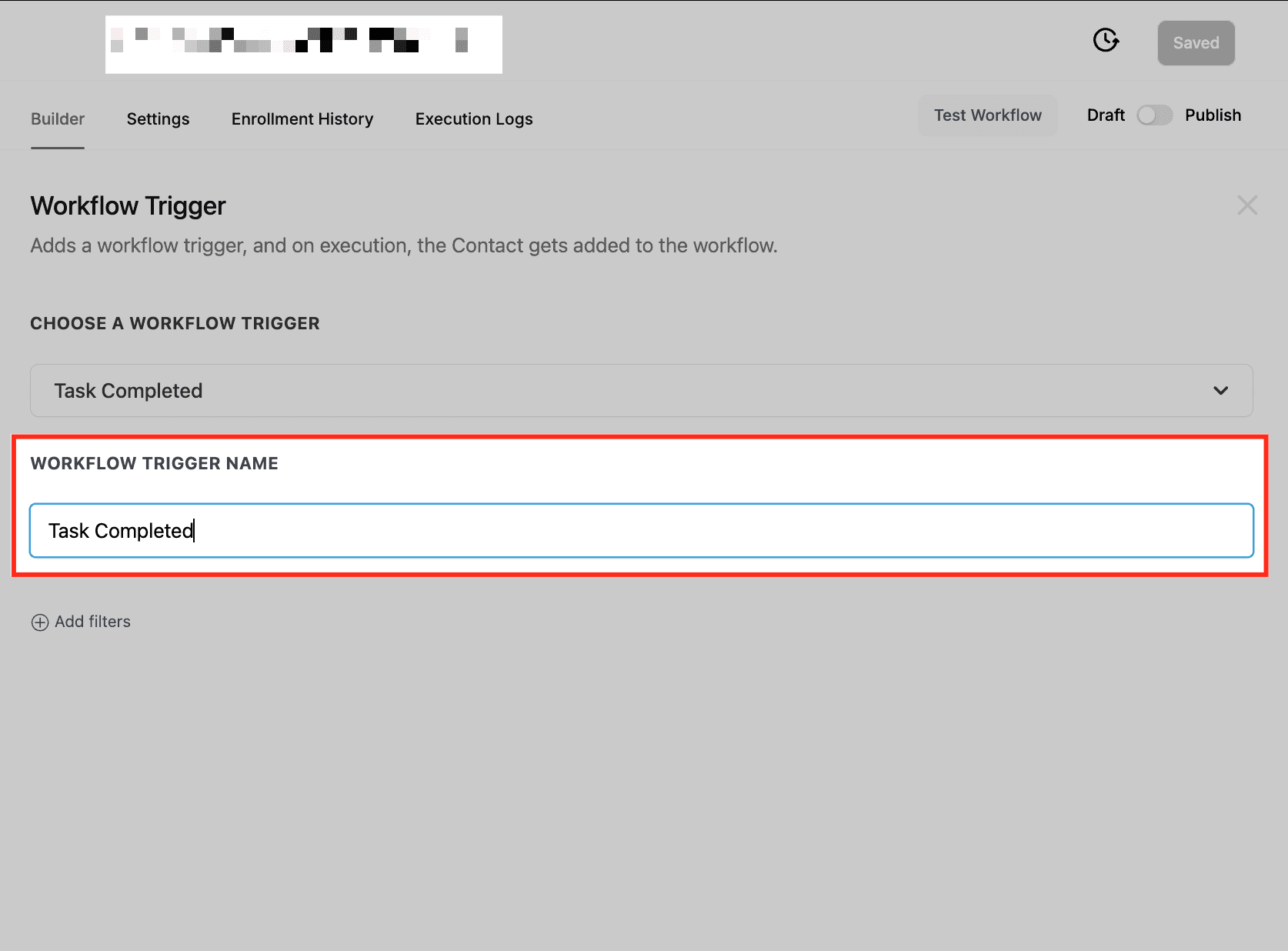Schermata 3 — Workflow Trigger - Task Completed