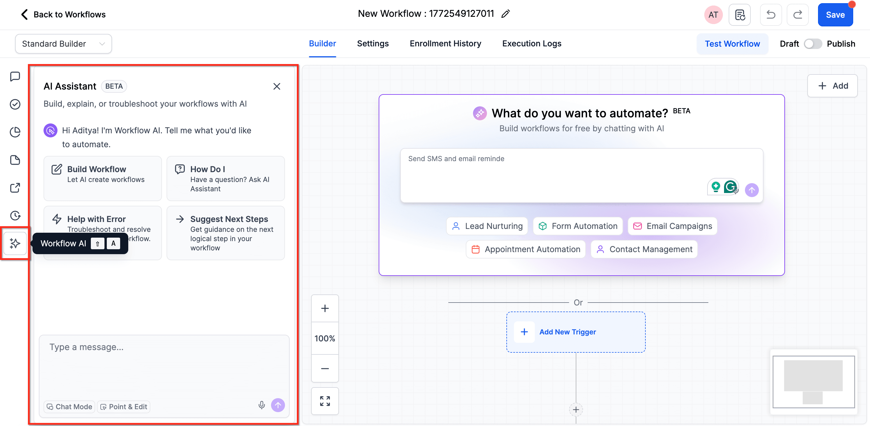 Schermata 4 — Workflow AI Builder