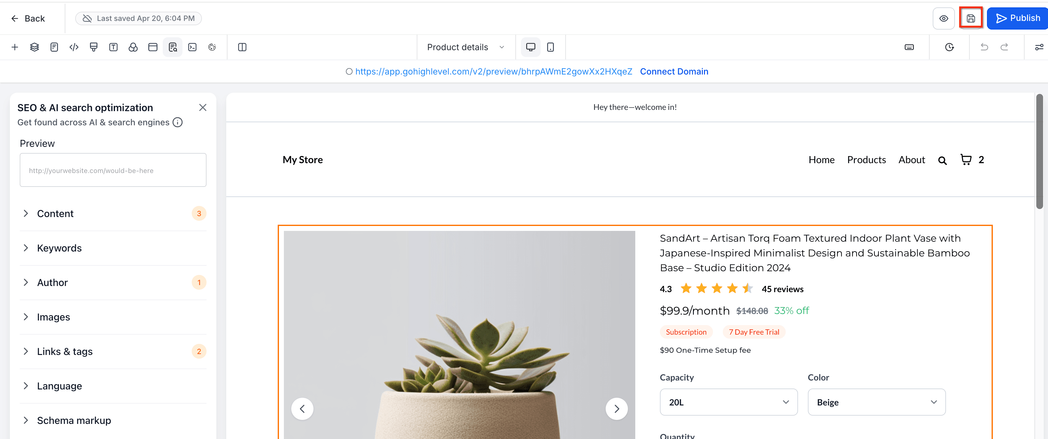 Schermata 5 — Layout Media Prodotto per la Pagina Dettaglio Prodotto in HITLEAD