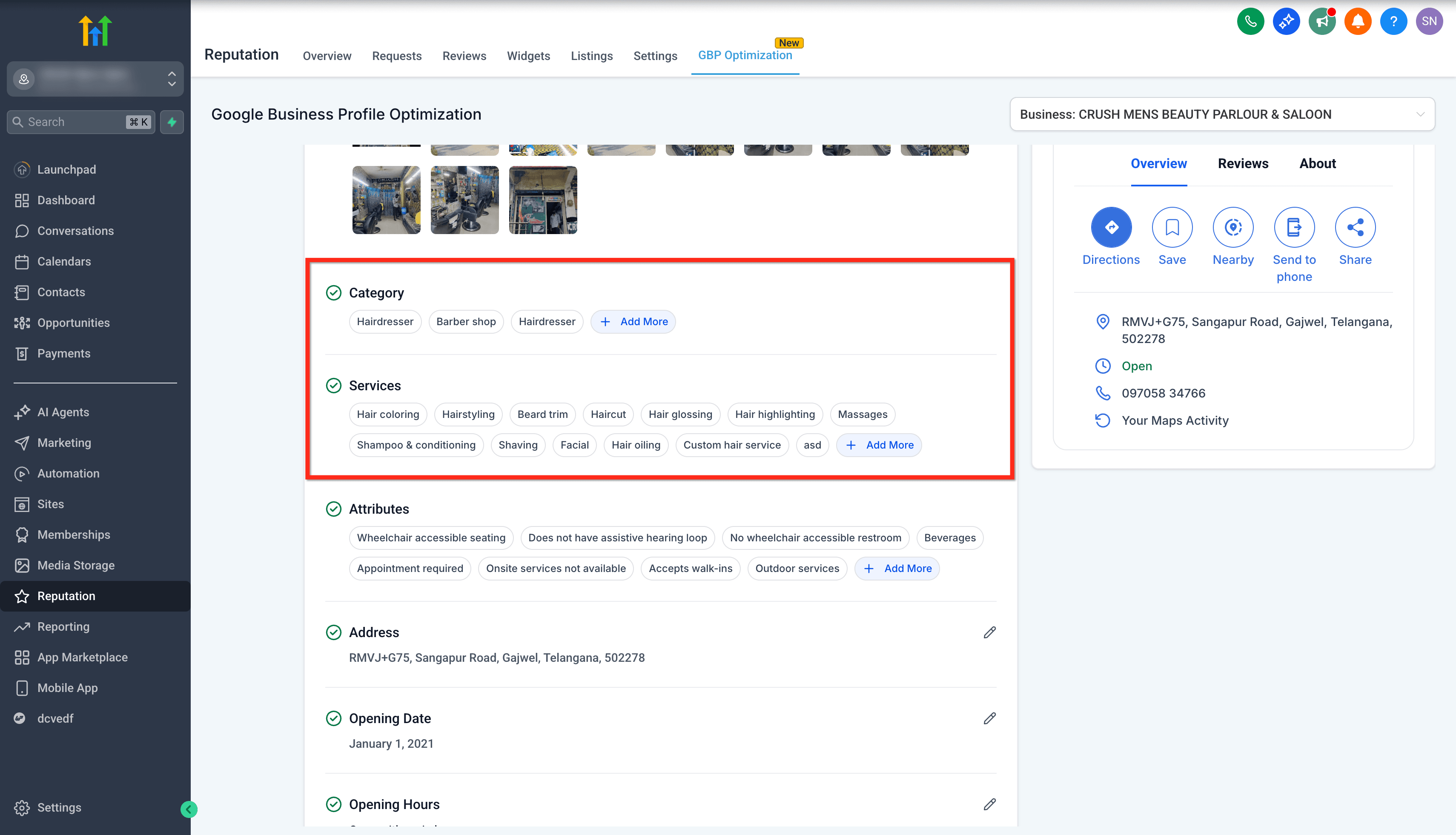 Schermata 4 — Ottimizza il tuo Google Business Profile in HITLEAD