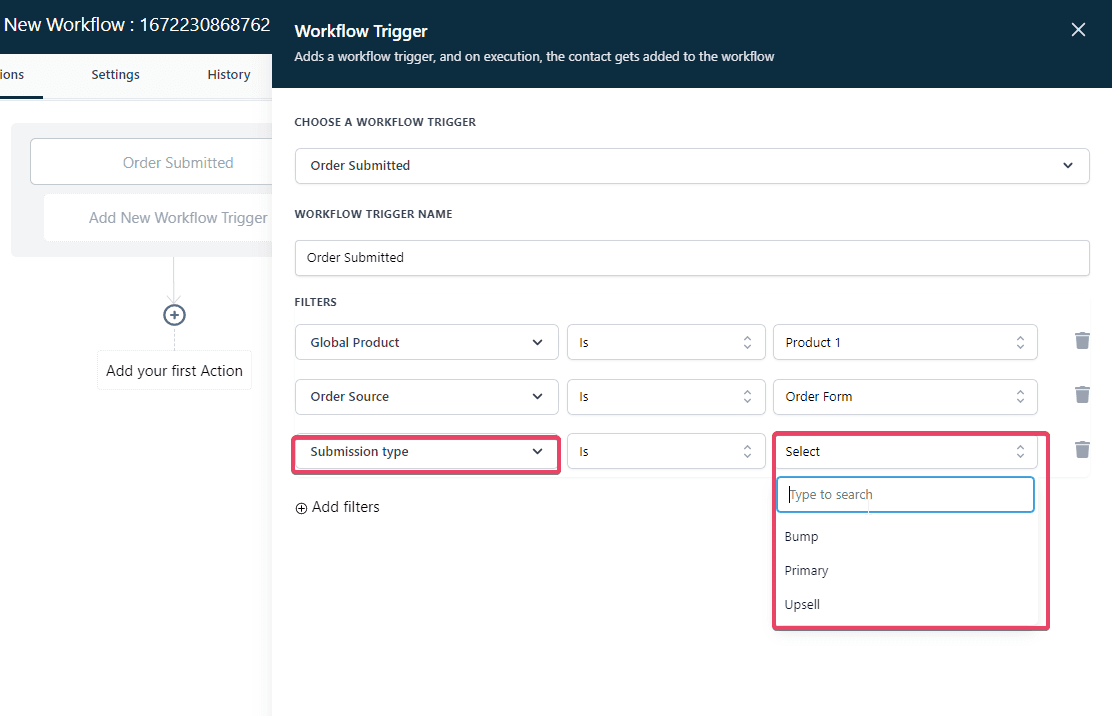 Schermata 9 — Trigger Workflow - Order Submitted