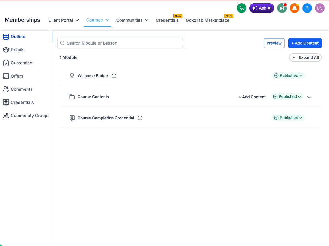 Schermata 3 — Modifica i corsi di Membership con il nuovo editor
