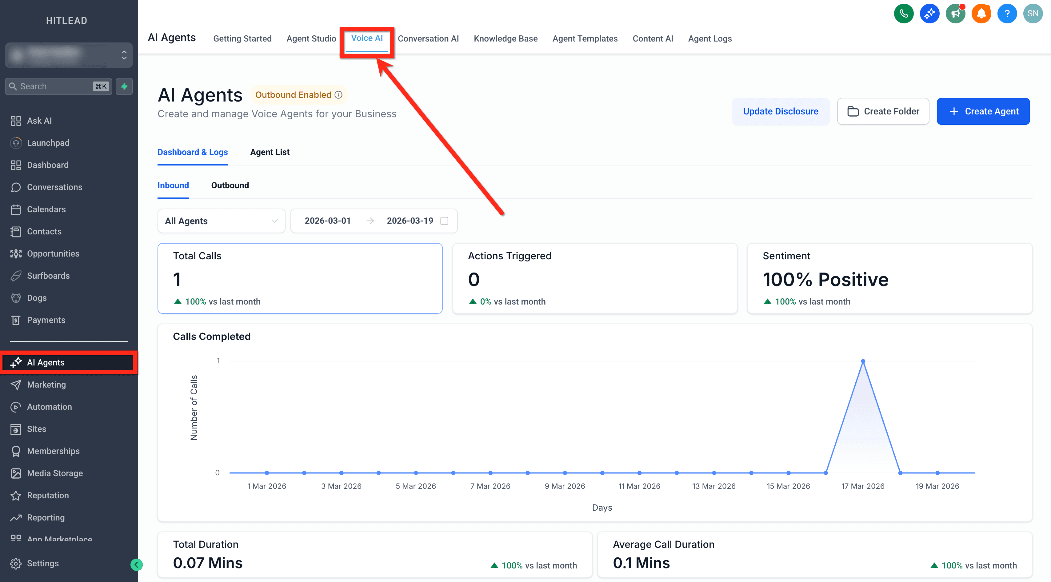 Schermata 1 — Voice AI: Modifica i Prompt con l'AI
