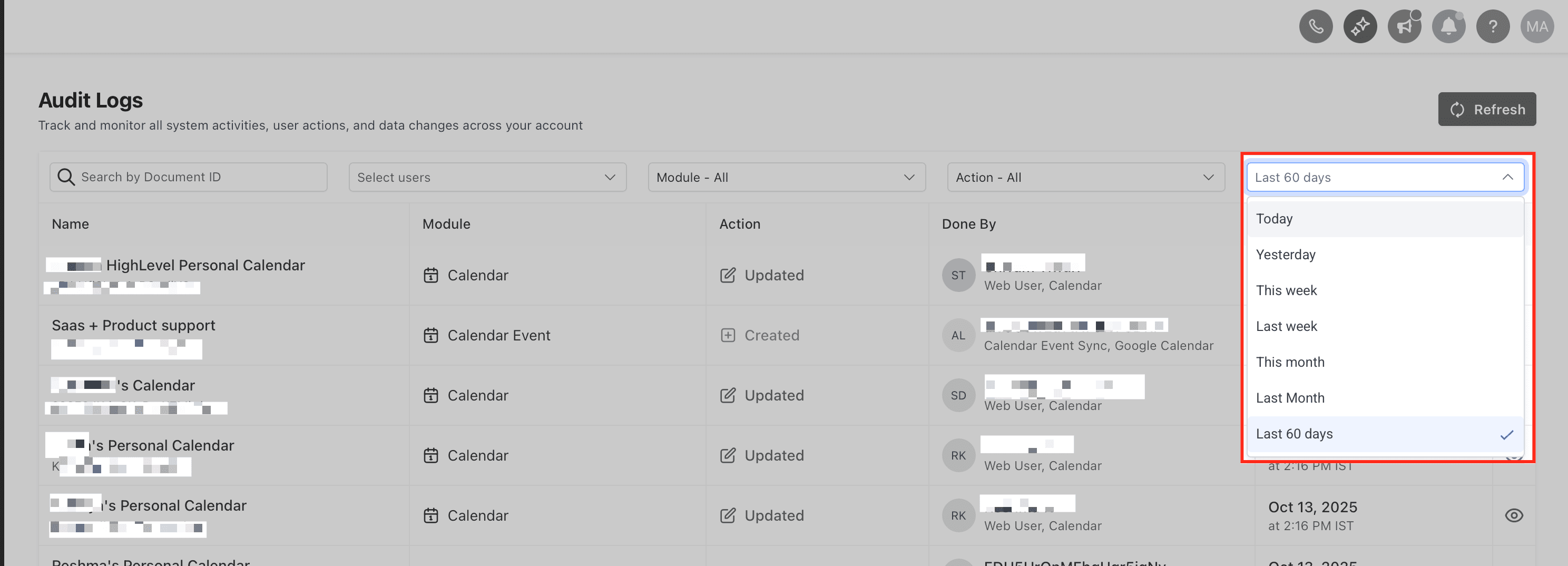 Schermata 6 — Audit Logs