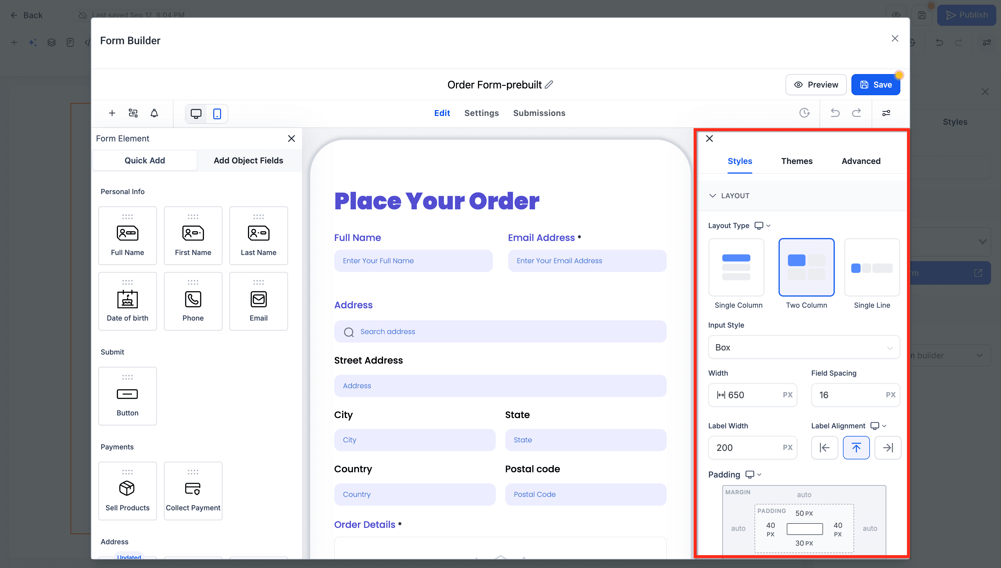 Schermata 3 — Creare Form e Survey nel Site Builder