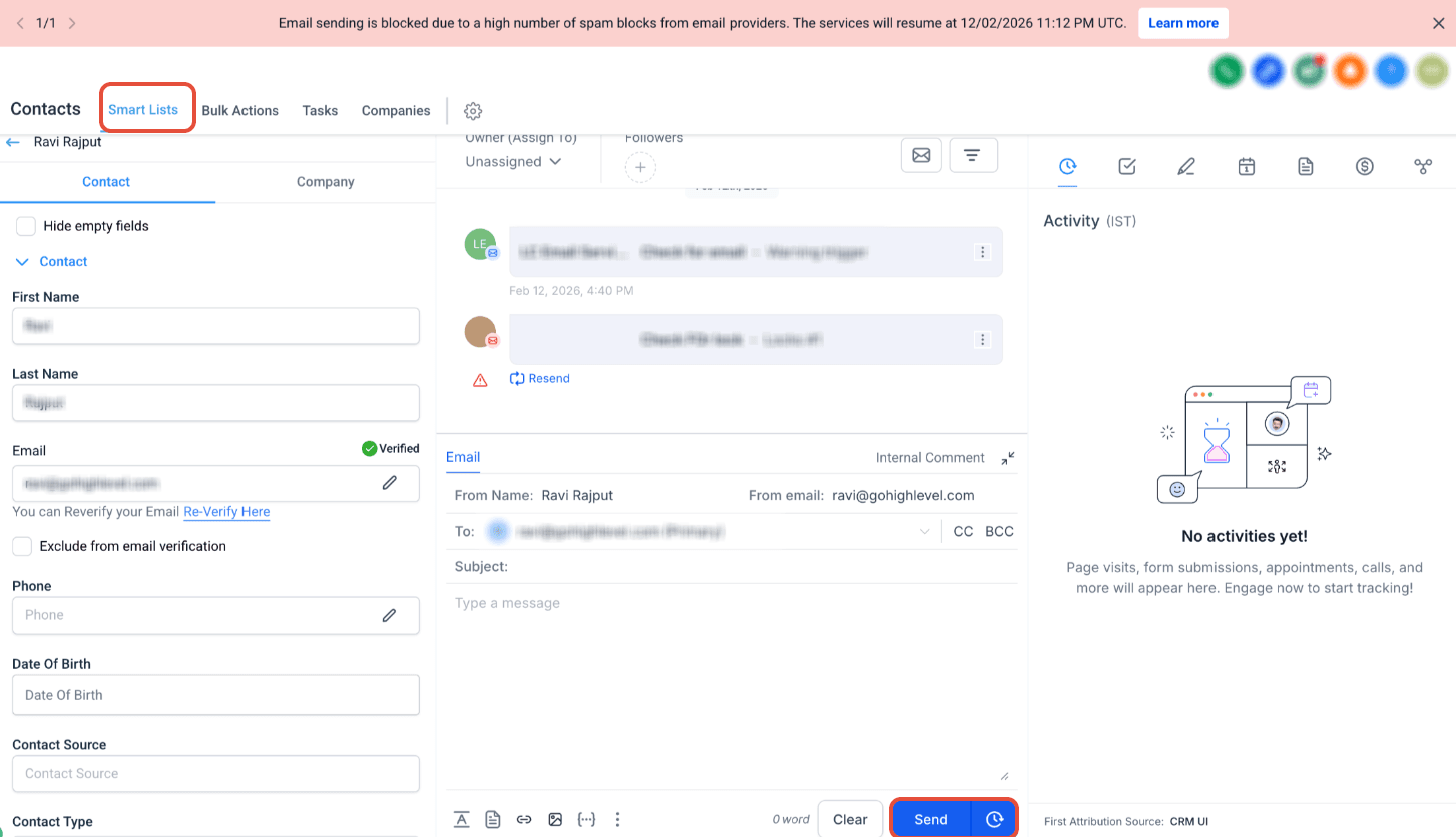 Esempio di banner di sospensione in-app