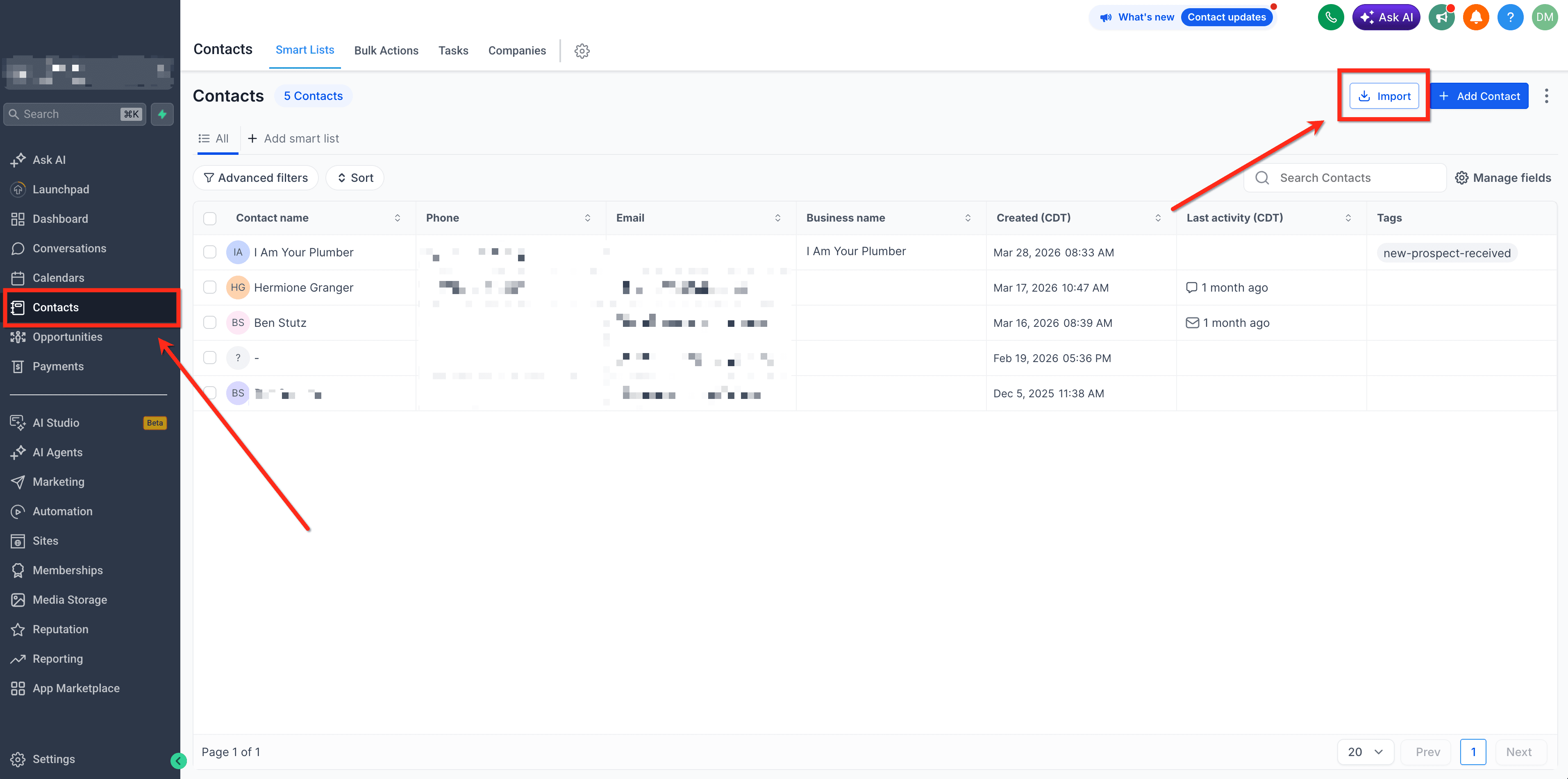 Schermata 2 — Importa dati da HubSpot