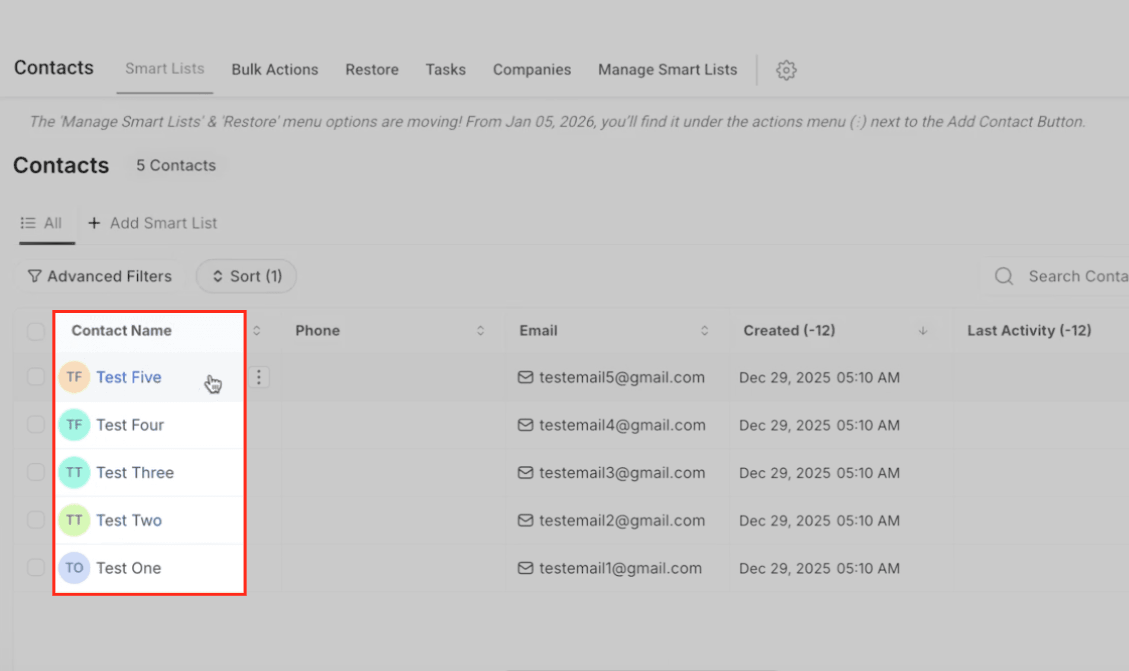 Schermata 9 — Importa Contatti e Crea Automaticamente Aziende Associate