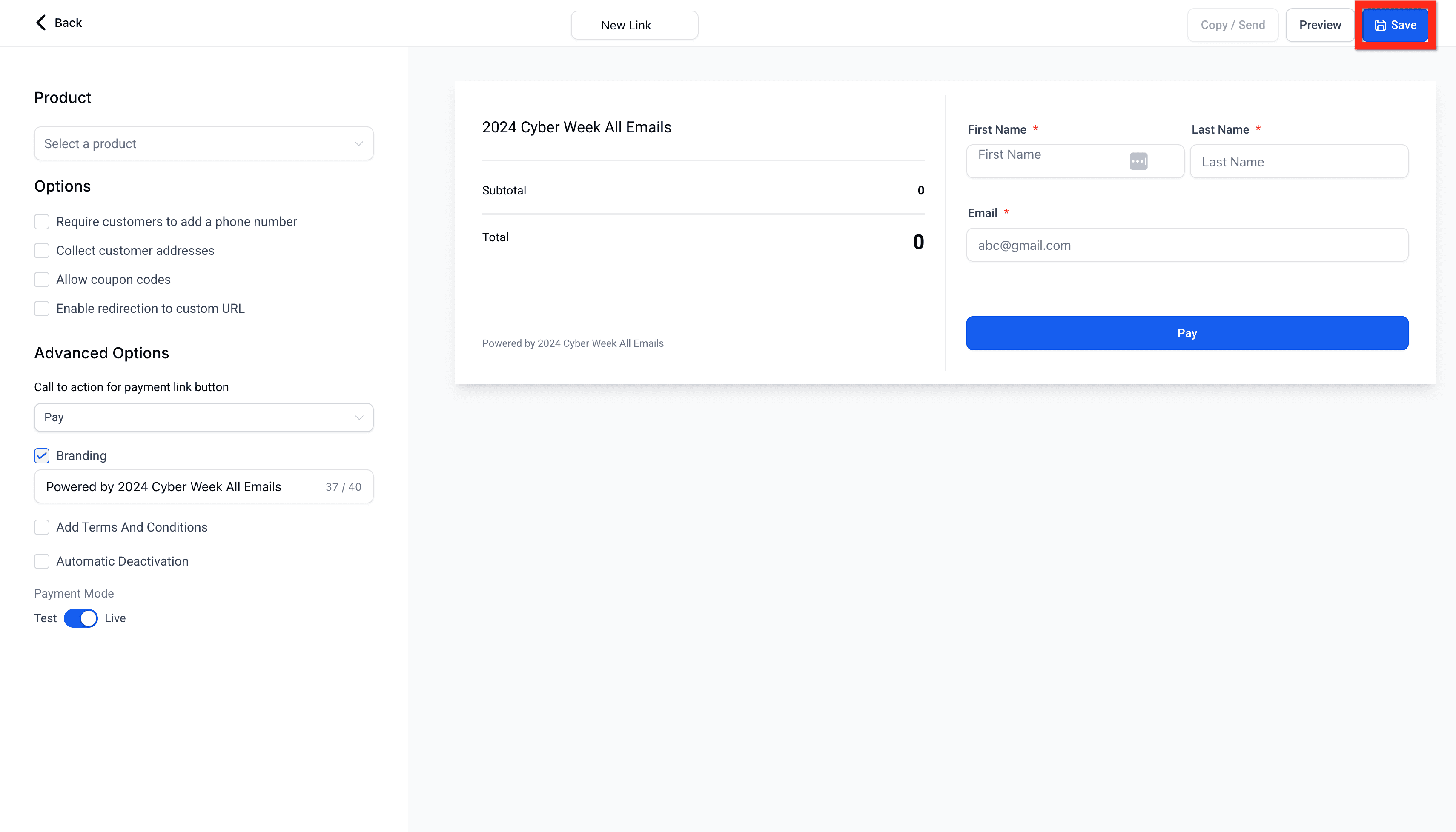 Schermata 3 — Per Iniziare - Configurare i Link di Pagamento