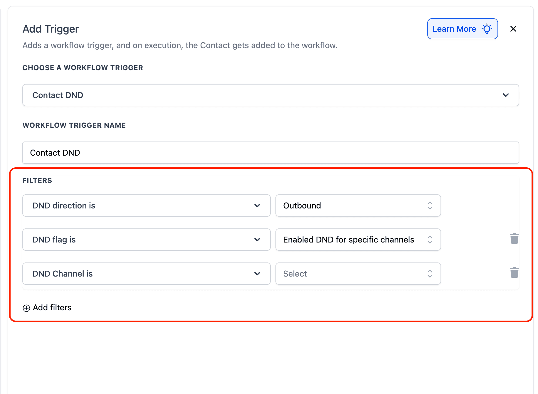 Schermata 5 — Workflow Trigger - Contact DND