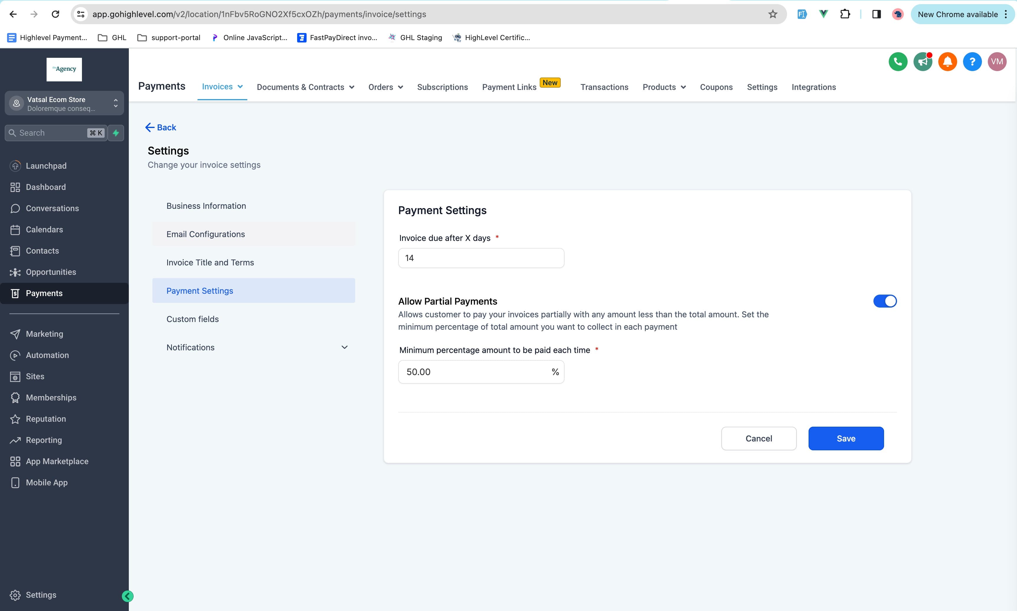 Dashboard dei Pagamenti Parziali