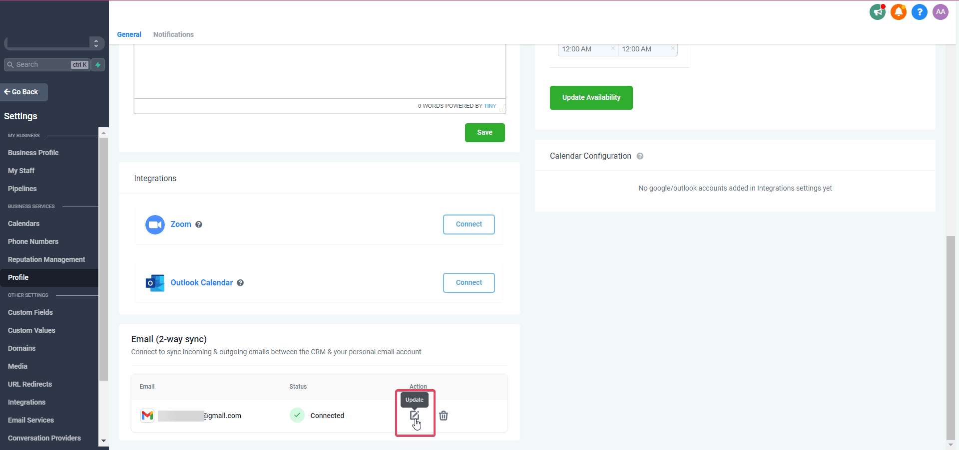 Schermata 12 — Collega Google per usare Gmail per l'email