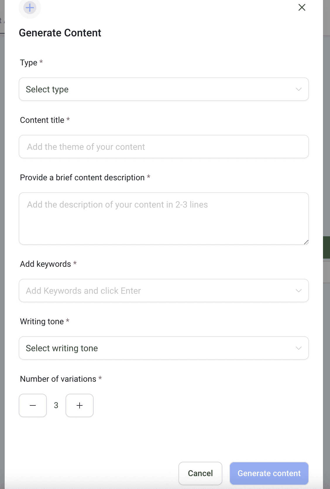 Schermata 4 — Come creare la scaletta di un articolo del blog con Content AI?