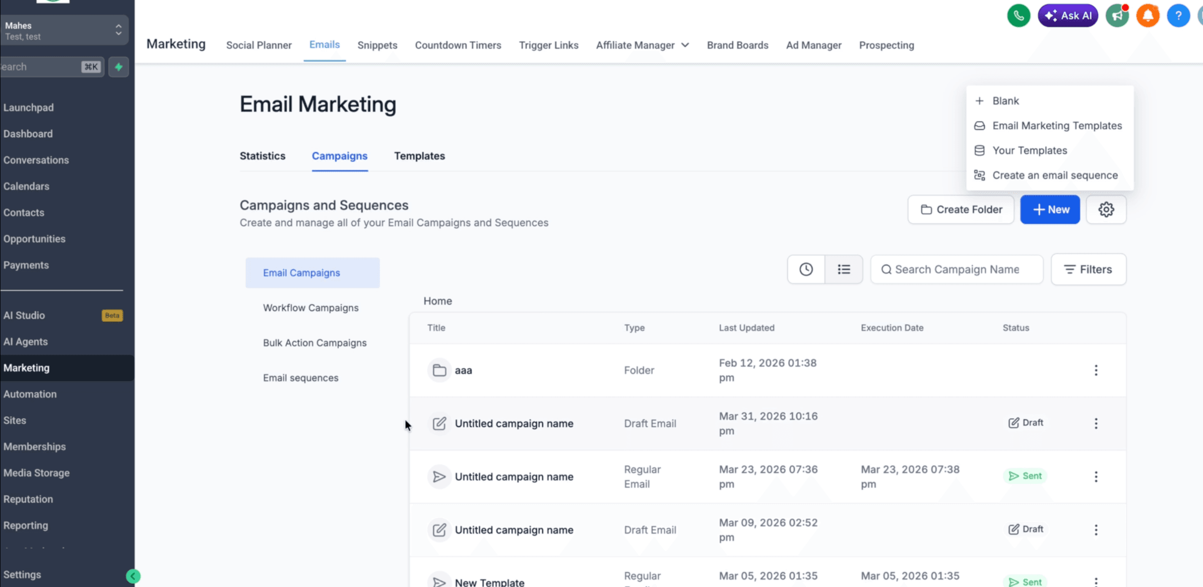 Schermata 1 — Come creare una sequenza email?