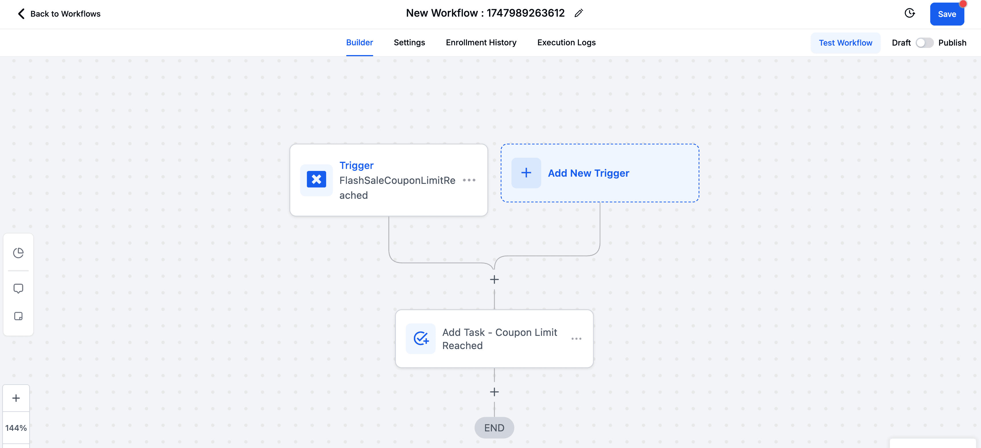 Schermata 5 — Workflow Trigger - Limite di Riscatto Coupon Raggiunto