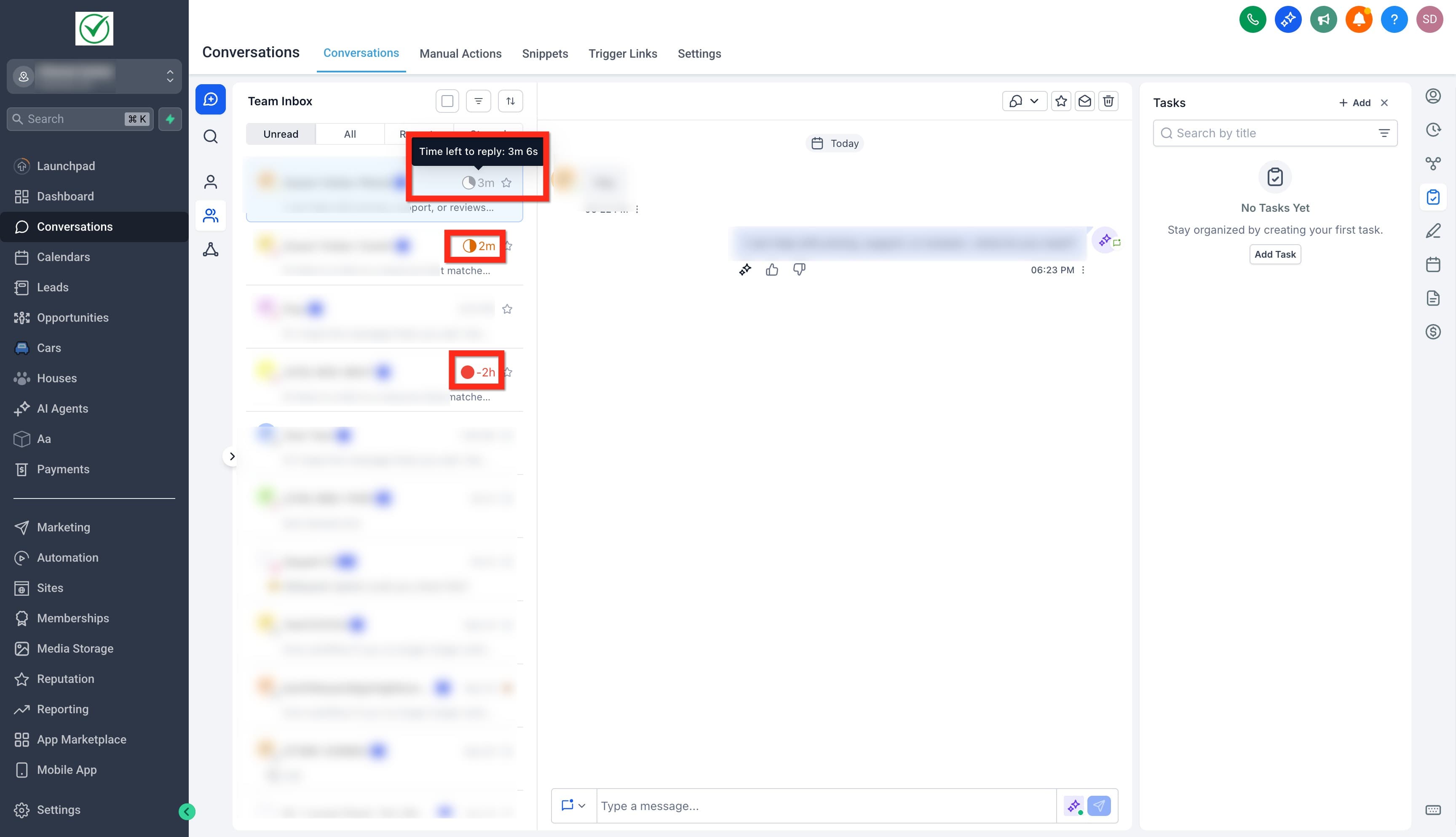 Schermata 7 — Conversazioni - Come configurare e monitorare gli SLA