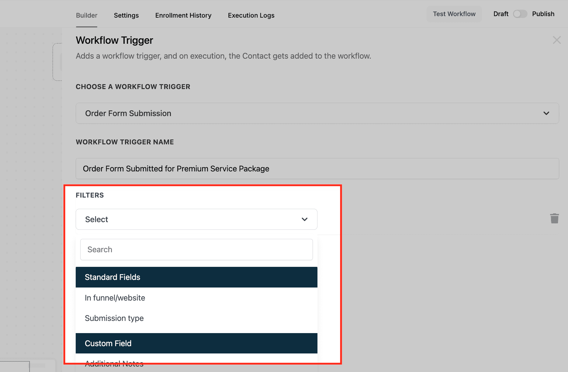 Schermata 3 — Workflow Trigger - Invio del Form d'Ordine