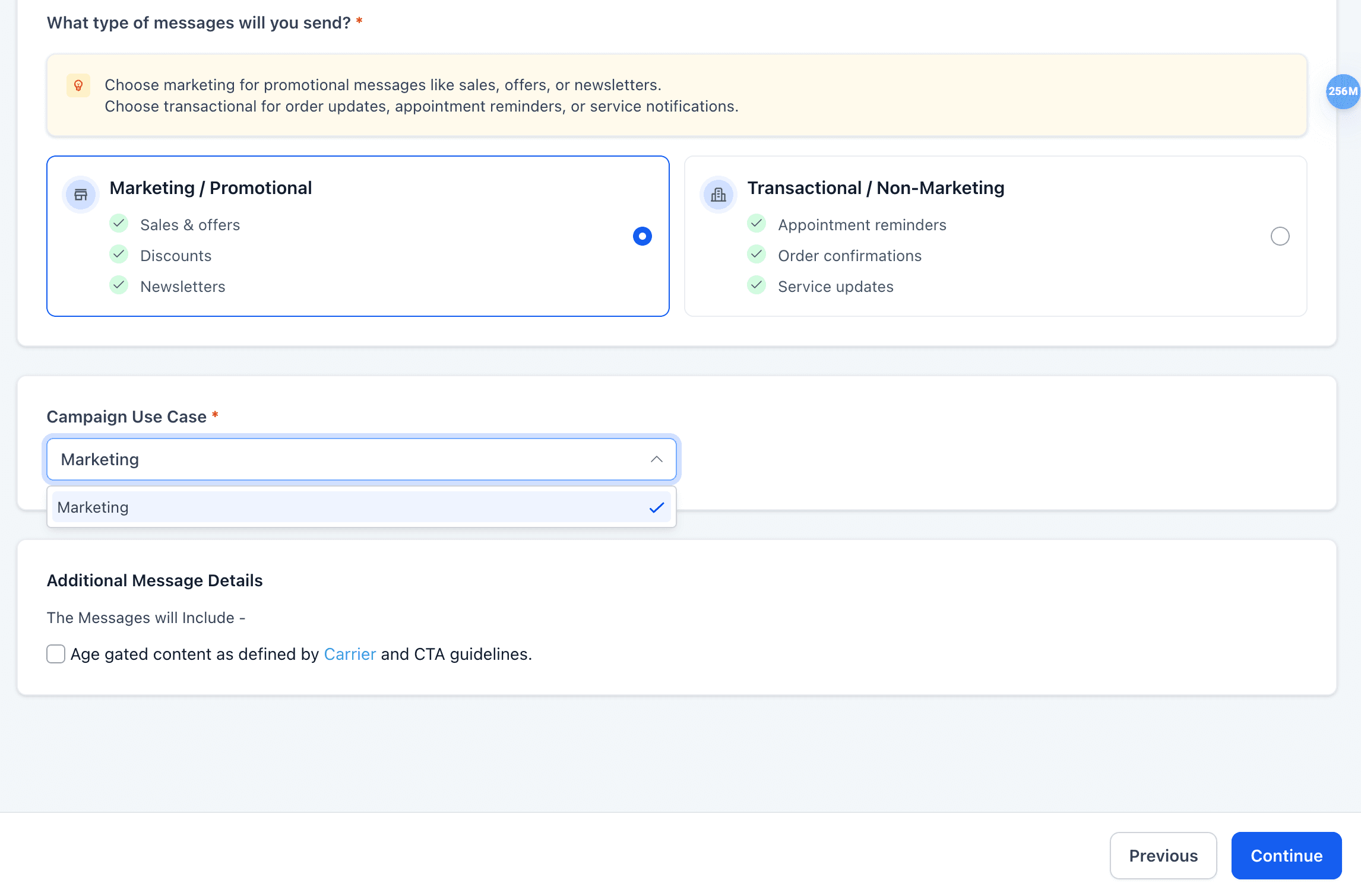 Schermata 5 — Flusso di Registrazione Campaign A2P Pre-Configurata (Widget-First)