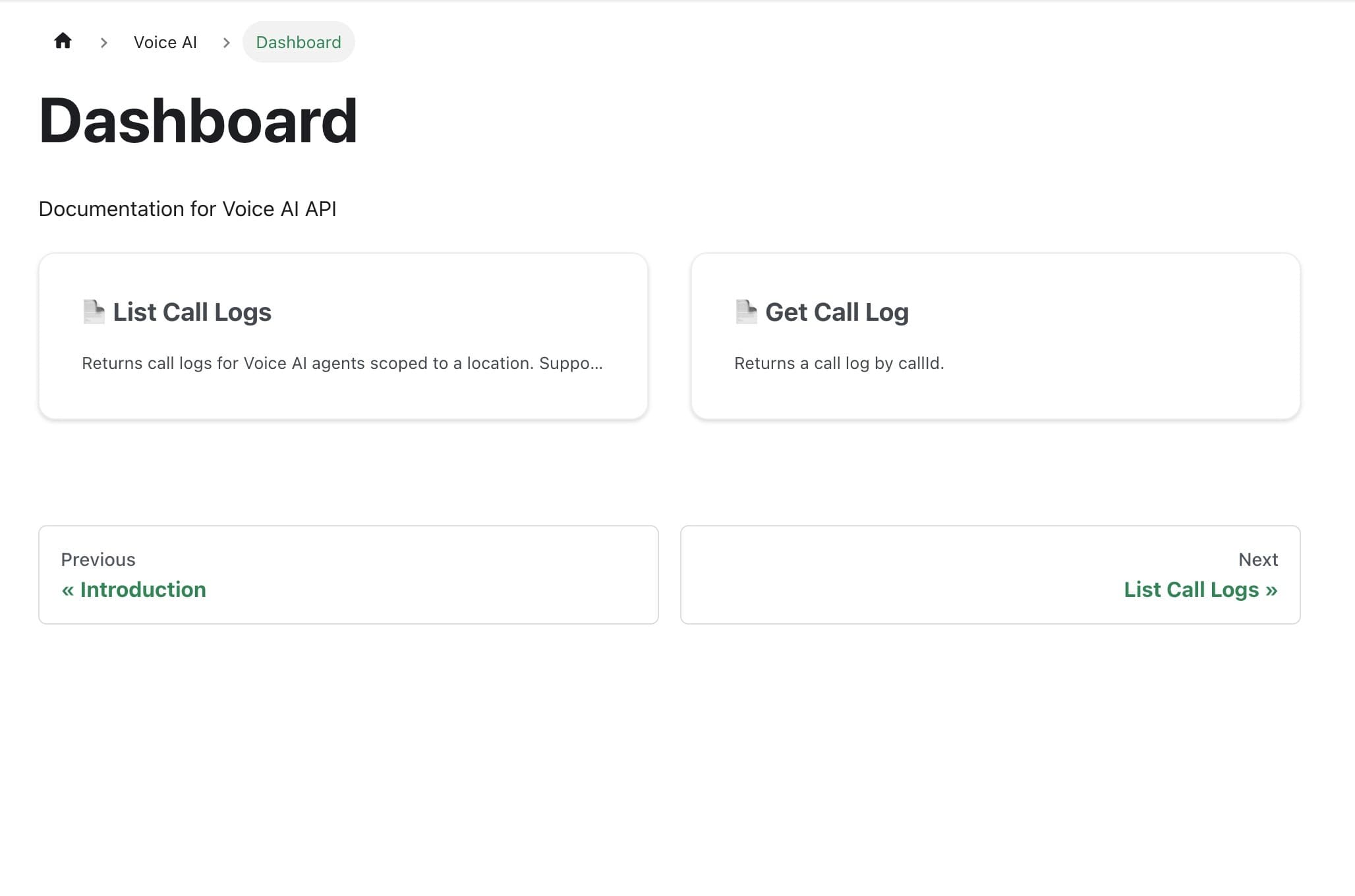 Schermata 1 — API Pubbliche Voice AI