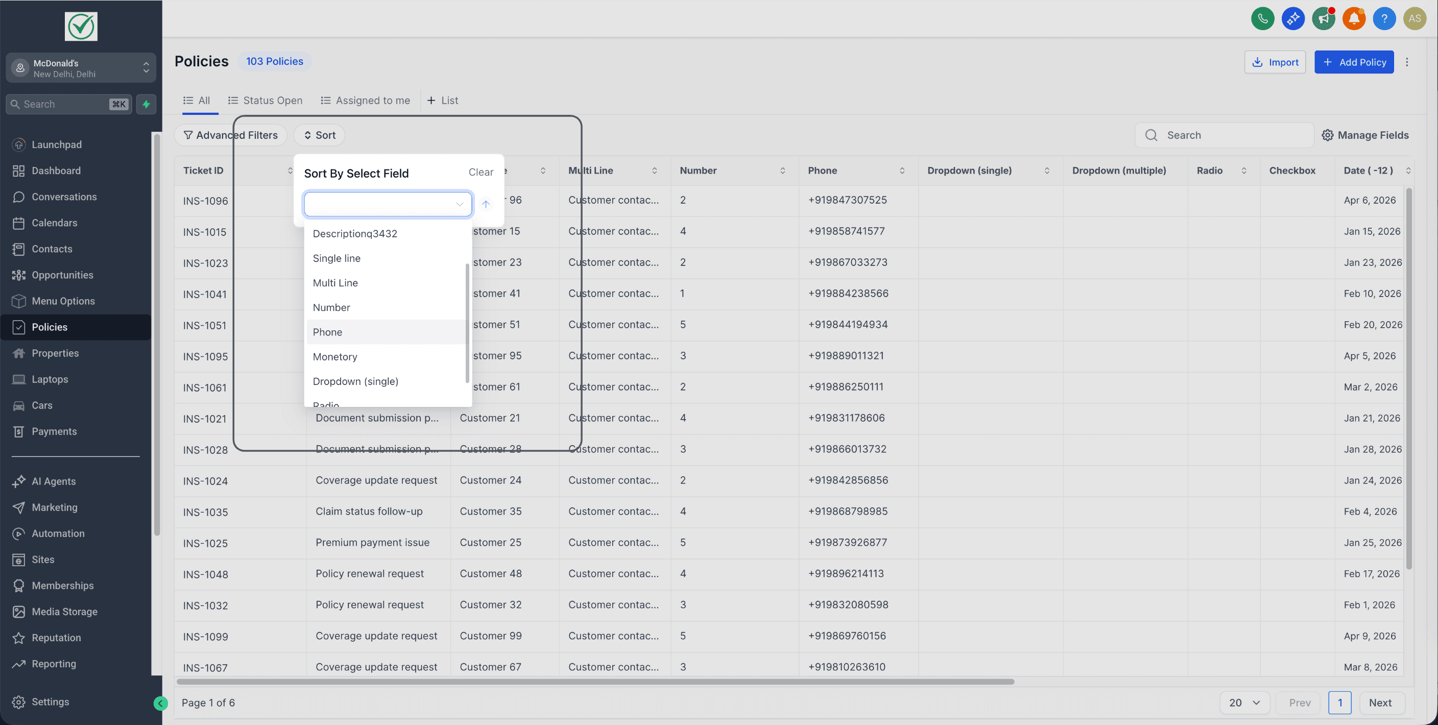 Schermata 2 — Vista Elenco per Oggetti Custom: Ordina, Filtra e Gestisci i Record