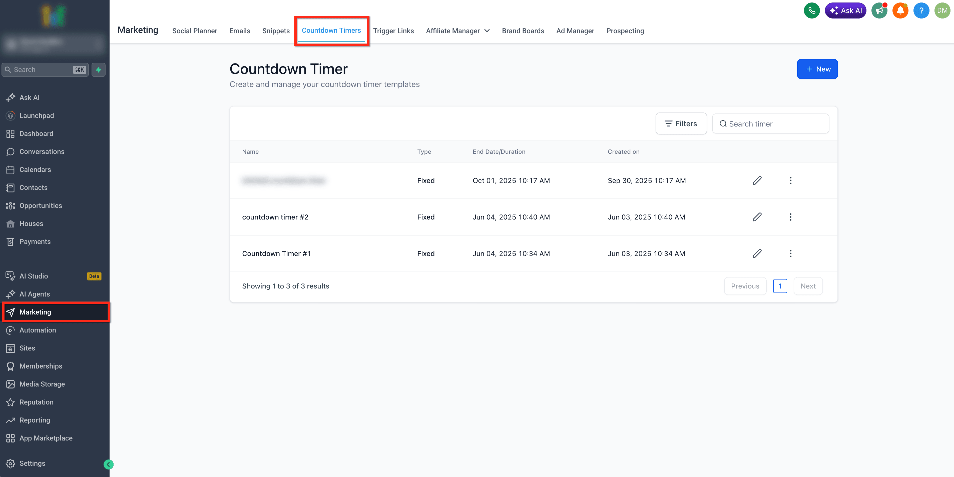 Schermata 1 — Adattamento al Fuso Orario nei Timer a Countdown
