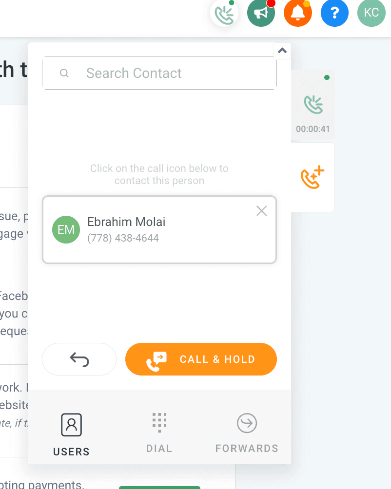 Schermata 2 — Chiamate in uscita con il Dialer nell'app web (Softphone)
