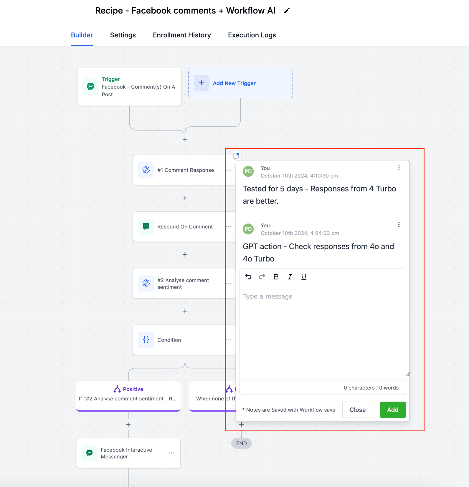 Schermata 7 — Note Workflow, Note Azione e Sticky Notes