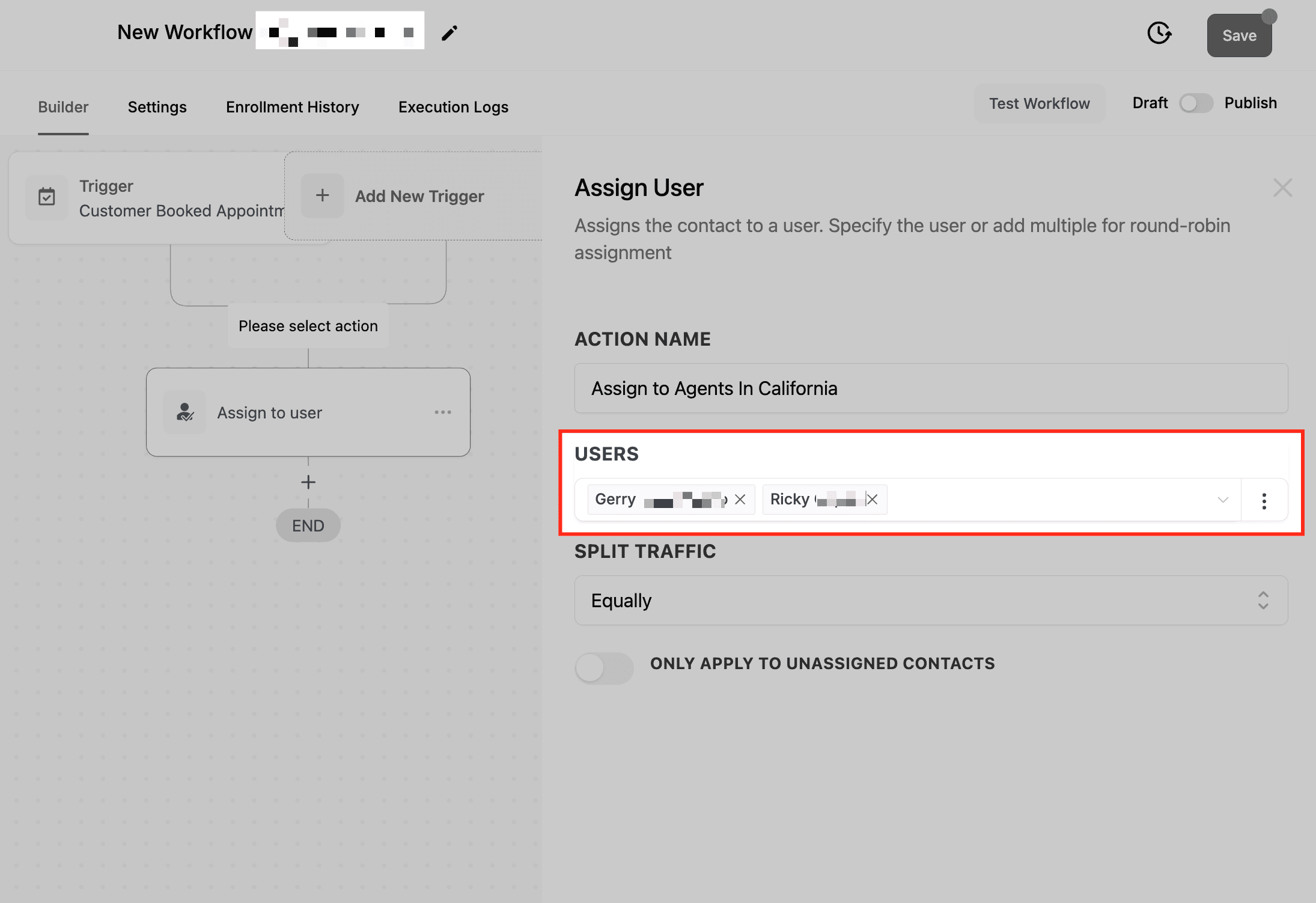 Schermata 3 — Azione Workflow - Assign To User