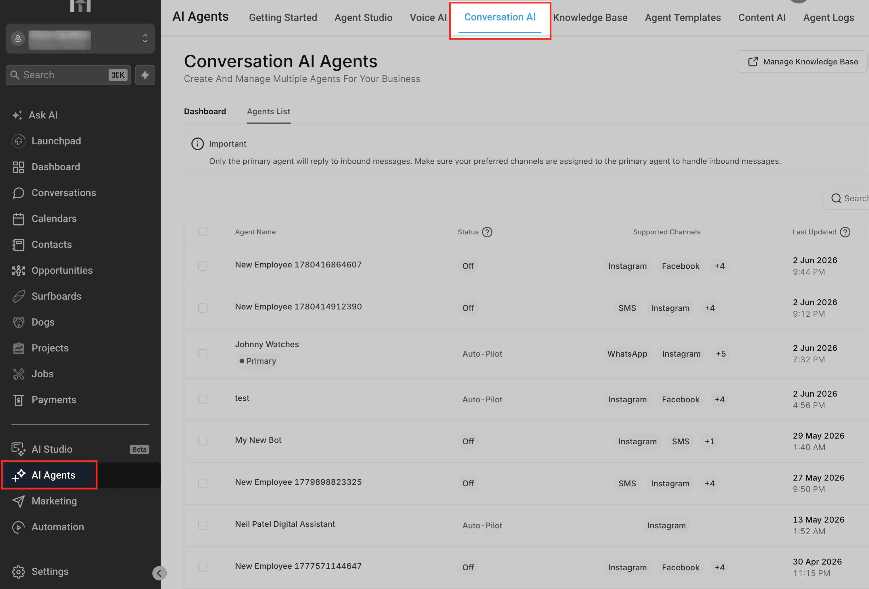 Schermata 1 — Come personalizzare le risposte dell'agente Conversation AI con prompt e istruzioni